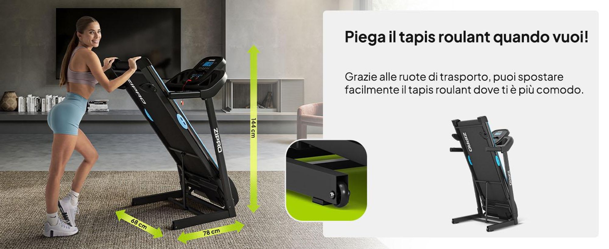 Zipro Tekno Electric - Macchina per il fitness da casa Pieghevole
