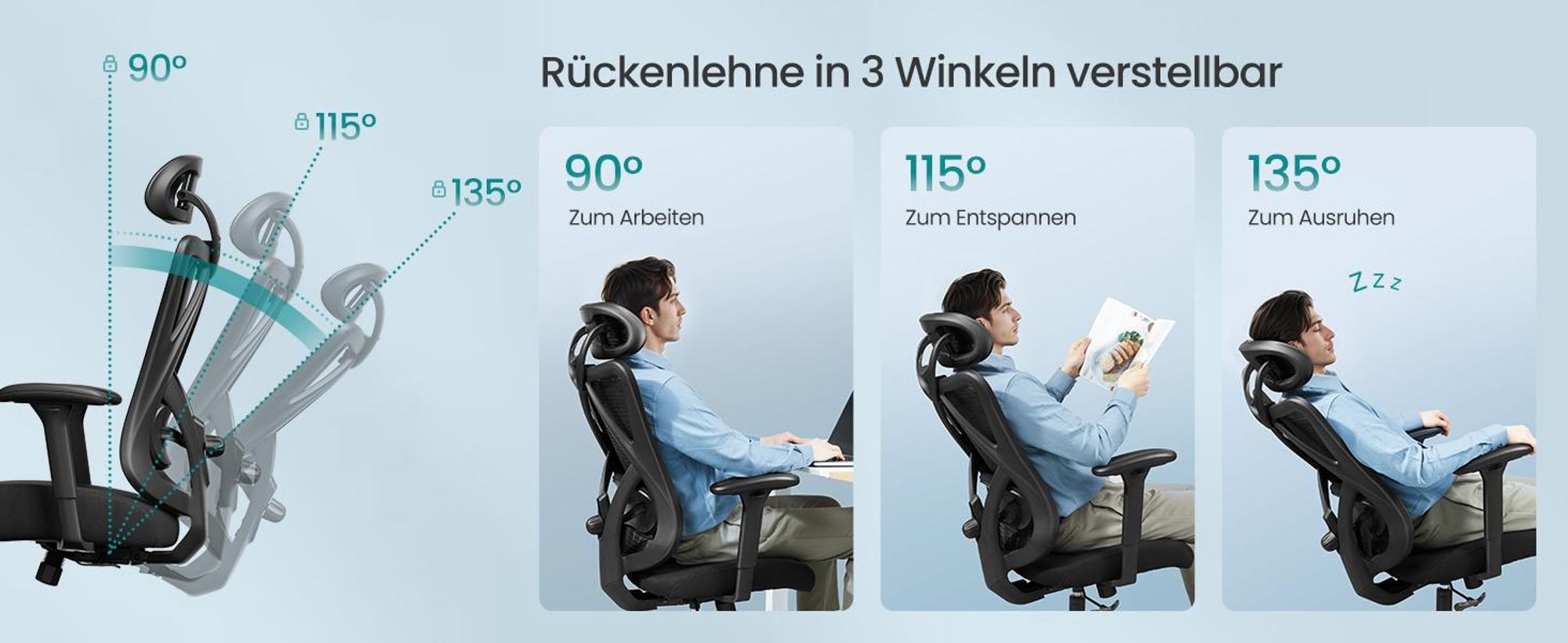 SONGMICS Chefsessel, ergonomisch, verstellbare Lendenstütze und Kopfstütze, schwarz