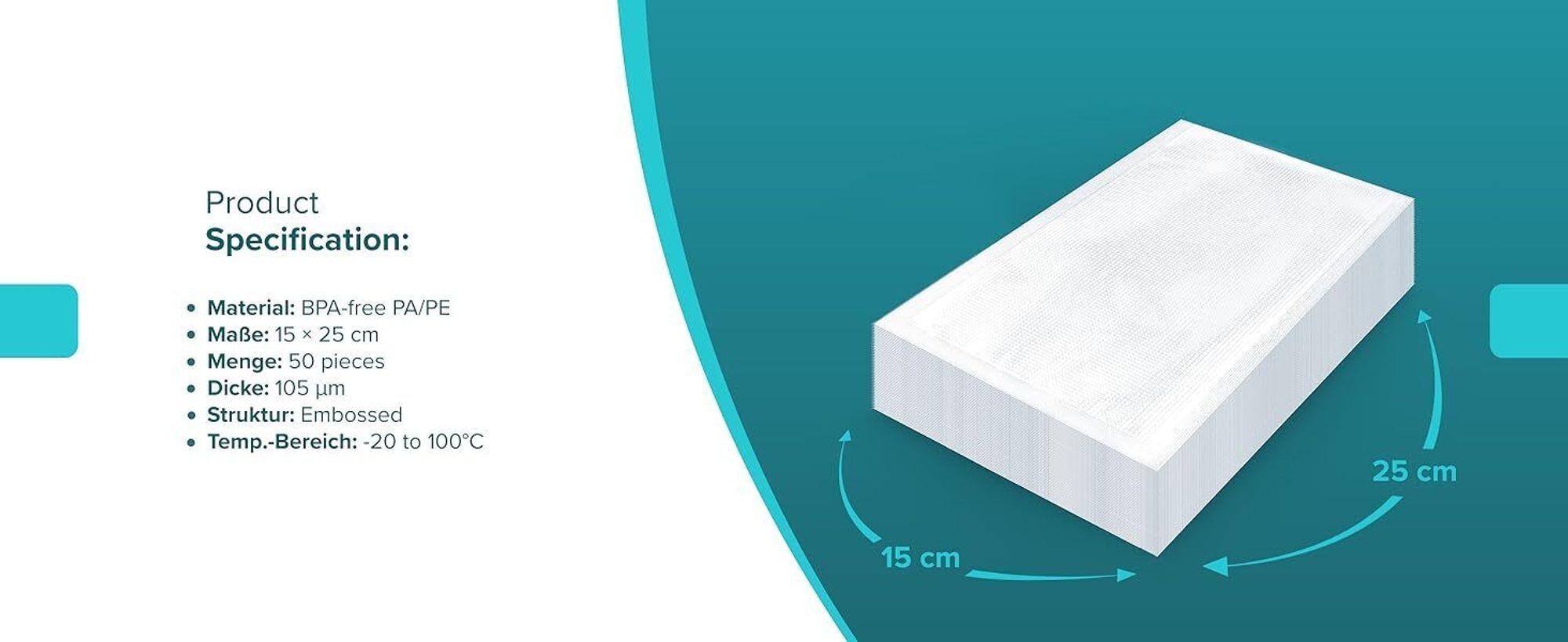 Sillar Vakuumbeutel 100er Set 20x30 cm – Kochfest, Sous Vide & Gefrierbeutel, BPA-frei