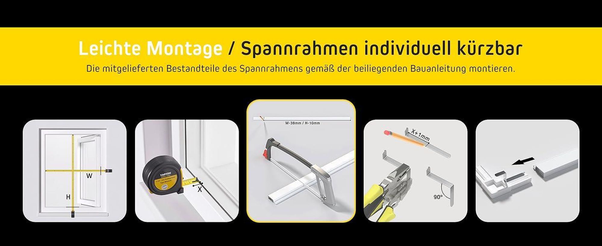 Fliegengitter Fenster ohne Bohren Spannrahmen 130x150 anthrazit braun JALOUSIESCOUT ProtectLine