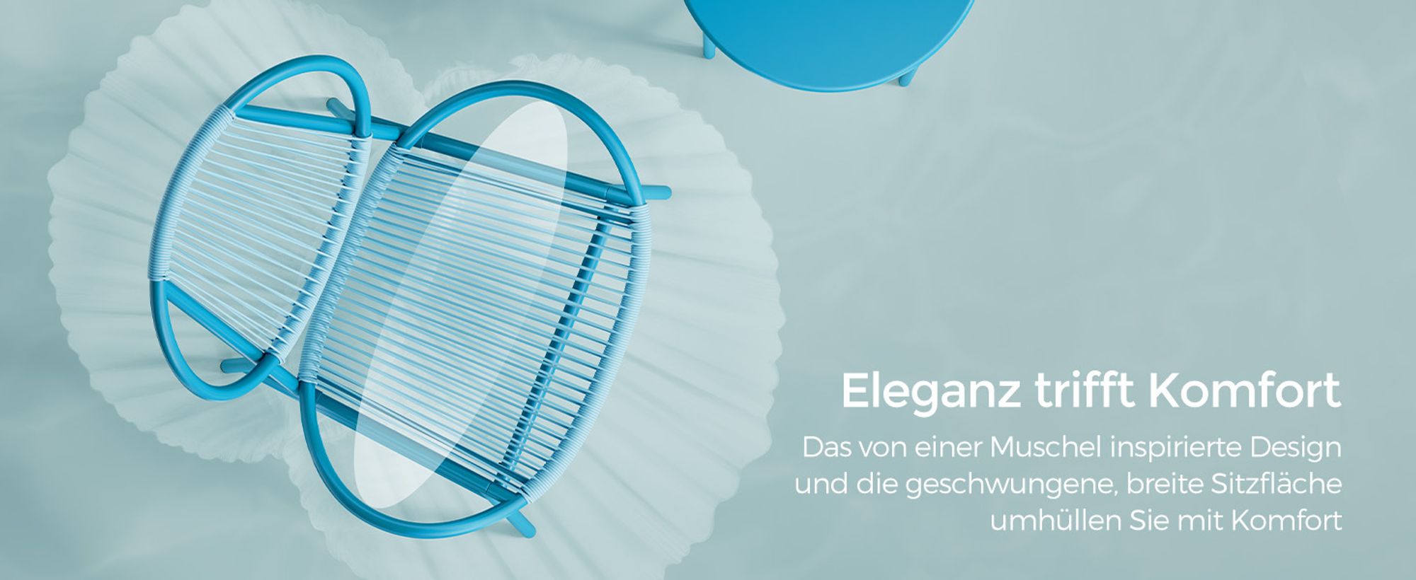 SONGMICS Balkonmöbel, 3er Set, Gartenmöbel-Set, mit Tisch, 2 Stühlen, seeblau