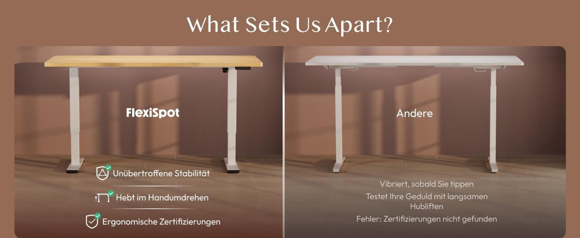 FLEXISPOT QE1 Höhenverstellbarer Schreibtisch 120x60cm EINTEILIGE TISCHPLATTE, 4 Memory-Funktion, Antikollisionsschutz, Haken & Kabelmanagement(Ahorn)