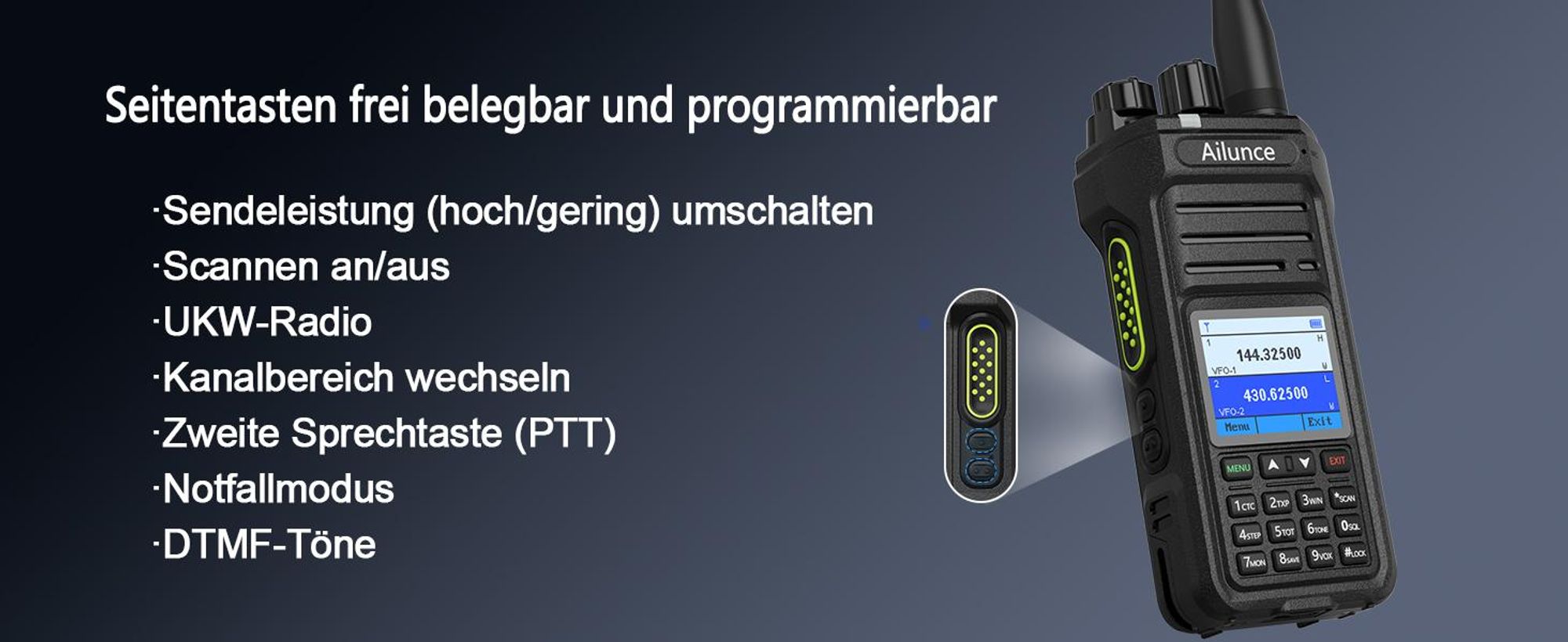 Retevis Ailunce HA1UV Funkgeräte, IP67 wasserdicht, 2800 mAh, Repeater-fähig, Walkie Talkie mit großer Reichweite Outdoor-Abenteuer Wandern