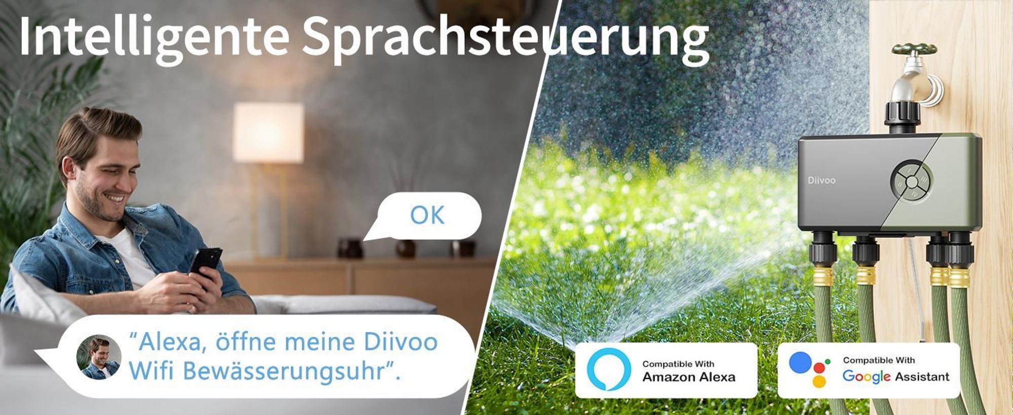 Kompatibel mit Amazon Alexa und Google Assistant
