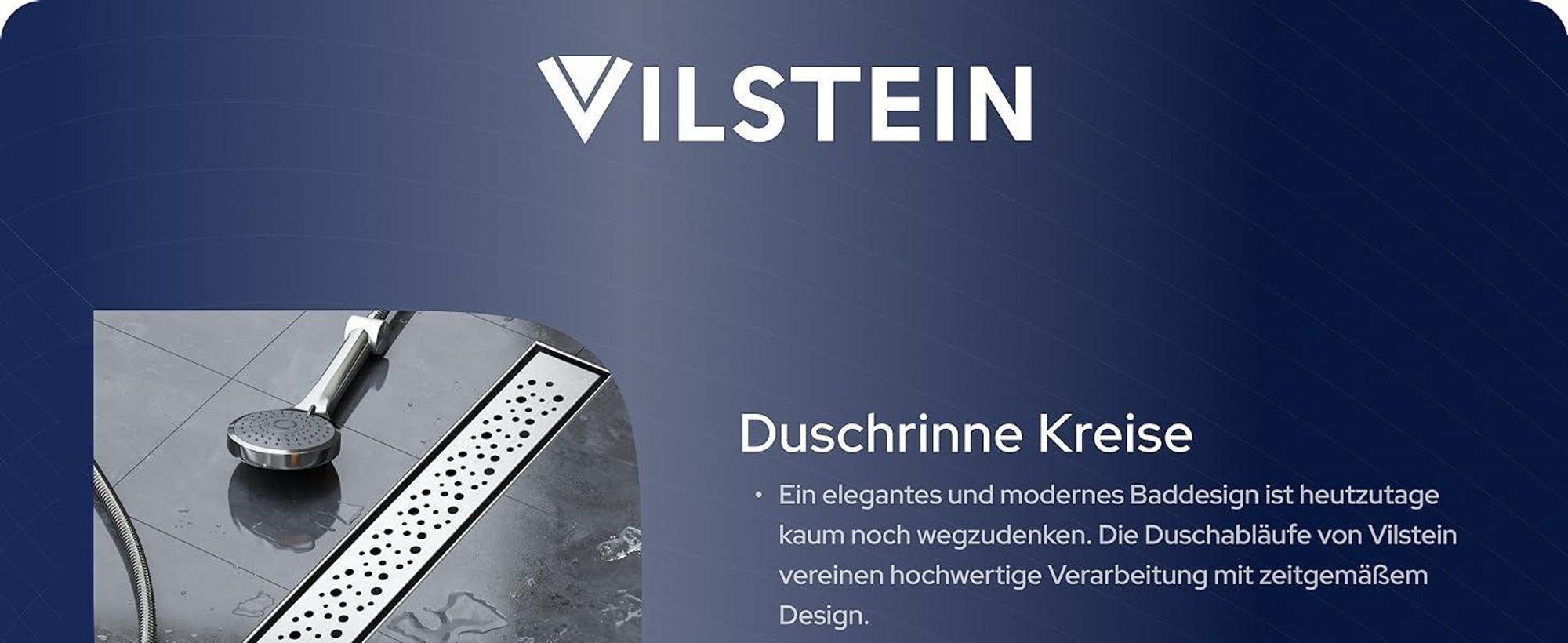 VILSTEIN© Duschrinne mit Siphon Ablaufrinne Bodenablauf Duschablauf 70 cm Kreise