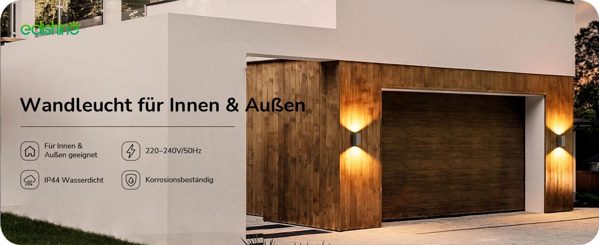 EDISHINE 2er LED Wandleuchte Innen/Aussen, Wandlampe Up Down Warmweiß, Außenwandlampe  Einstellbarer Lichtstrahl, Anthrazit