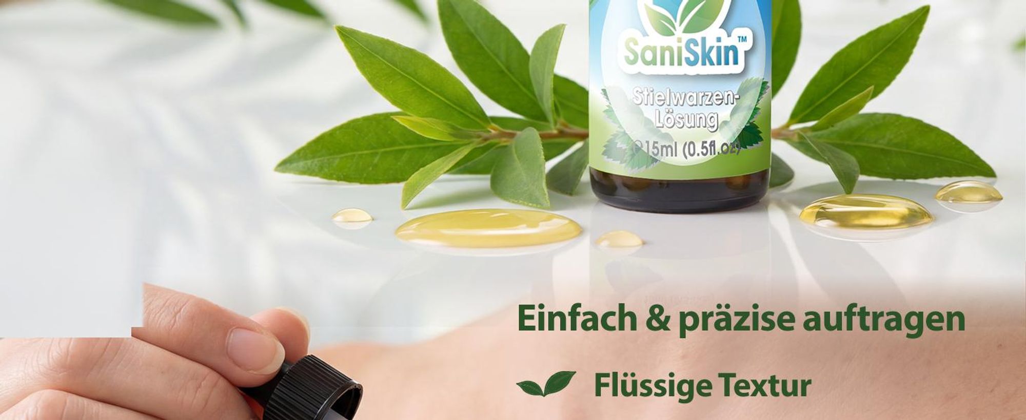 SaniSkin Stielwarzen-Lösung Set 2-tlg. Stielwarzenentferner mit Salicylsäure, Einfach & schmerzfrei Stielwarzen selbst entfernen, Für alle Hauttypen