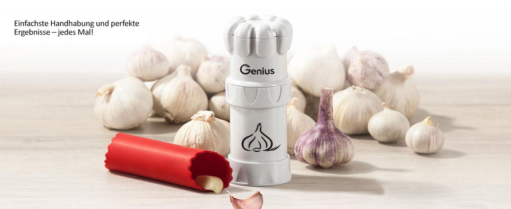 Genius Knoblauch-Schneider G5, Handknoblauchpresse, Weiß, 800 g, 64 mm, 180 mm, 100 mm