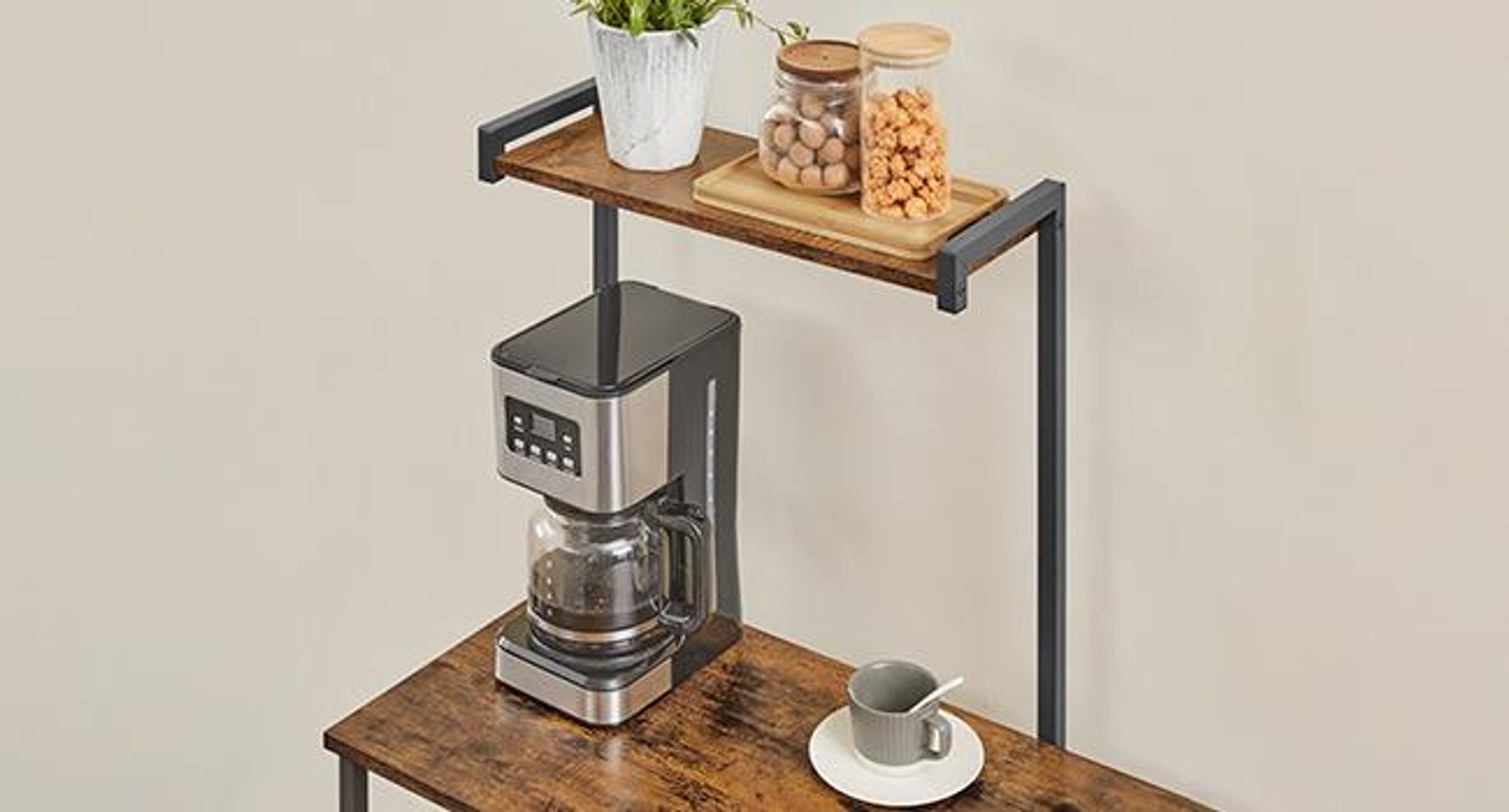 VASAGLE Küchenregal mit 6 S-Haken, Gewürzregal, dunkelbraun