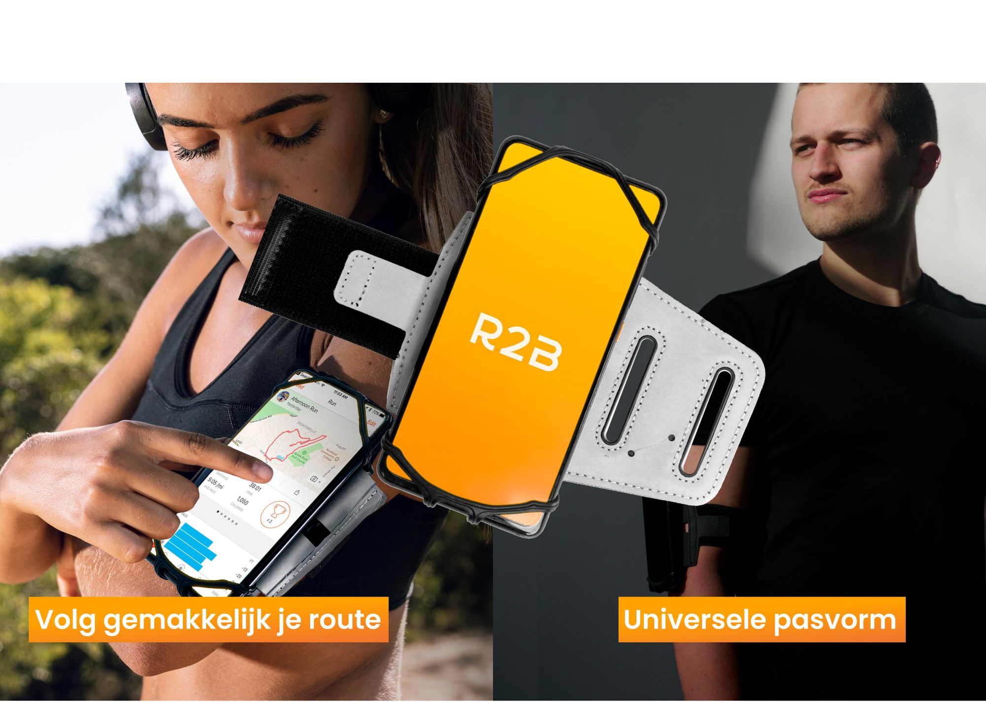 R2B Hardloop Telefoonhouder t/m 6,5 inch – 360° Draaibaar – Zwart
