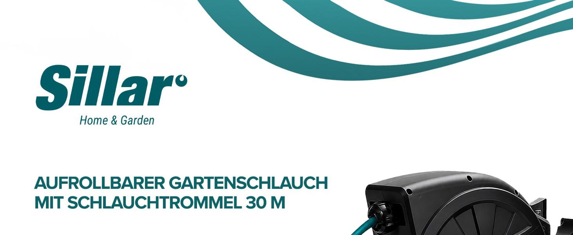 Sillar Automatischer Gartenschlauch 30 m auf Trommel mit Aufroller Wandhalterung