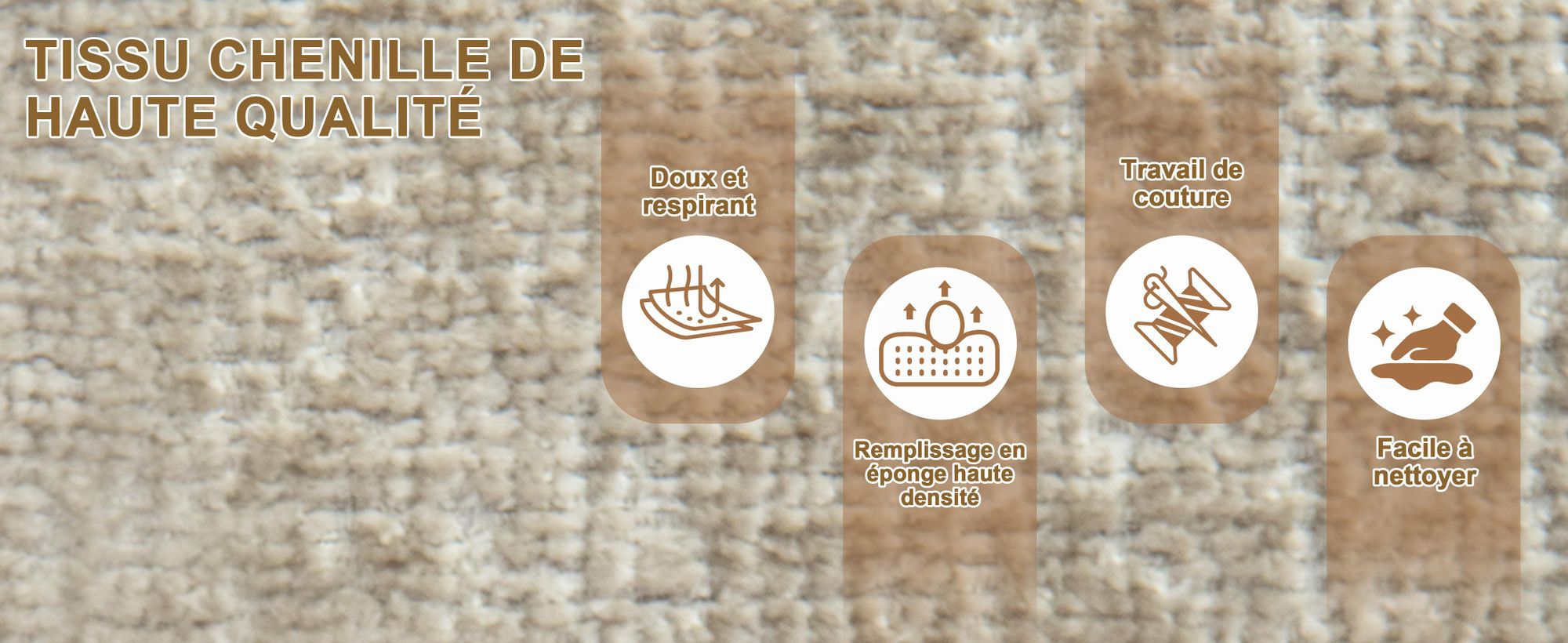 Fauteuil de salon Duhome en chenille, chaise de coiffeuse, chaise de salle à manger avec coque pivotante à 360°, kaki