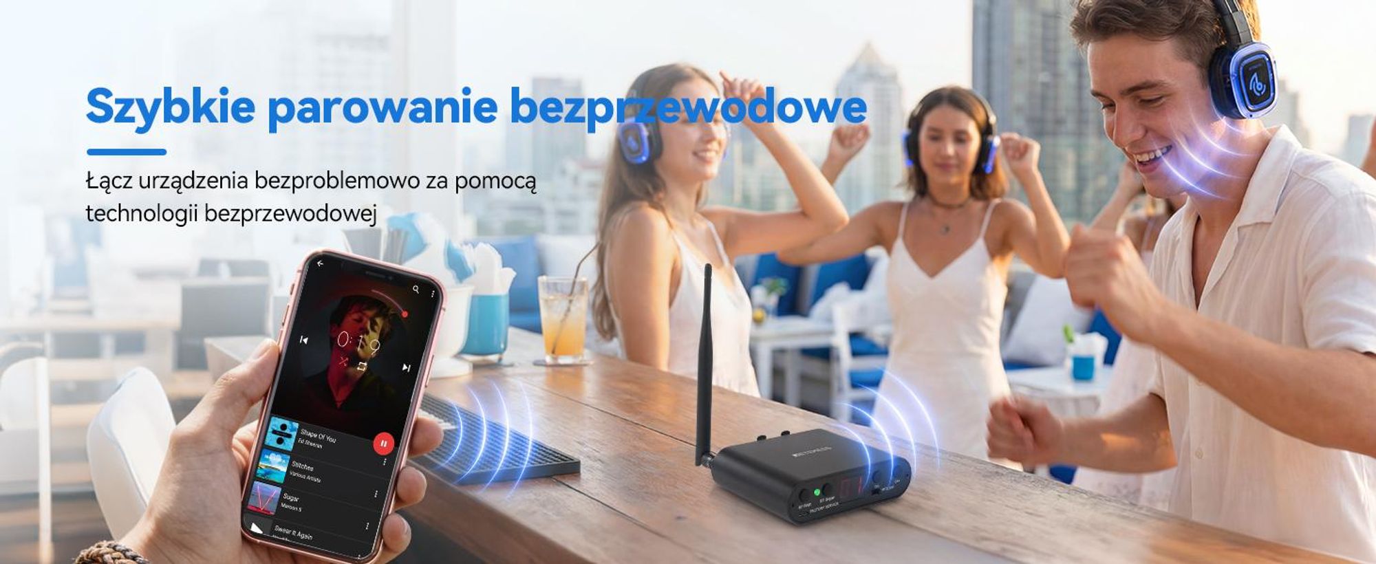 Retekess TA004S Silent Disco – bezprzewodowe słuchawki, ulepszona wersja systemu audio, 6 kanałów z Bluetooth, składane, do telewizora, jogi, medytacji