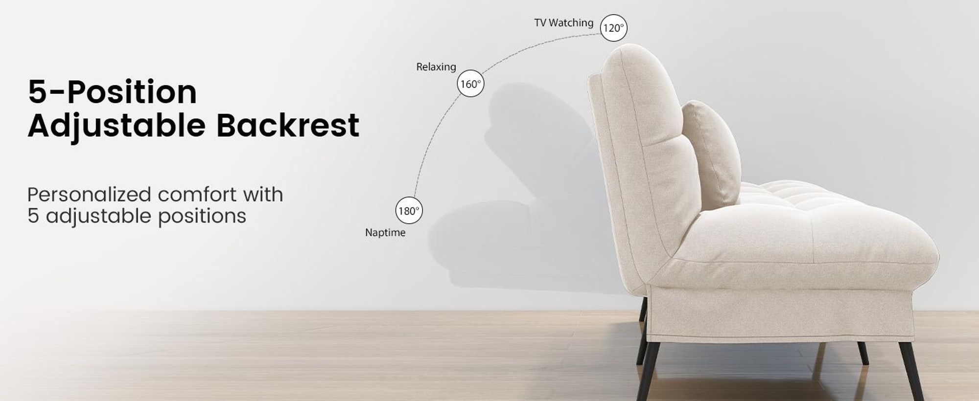 COMHOMA Sofa Schlafsofa mit Schlaffunktion, überzug Futon Klappsofa, Bettcouch, ecksofa, Couch Gästebett, 3-Sitzer Sofa, mit verstellbare Rückenlehne