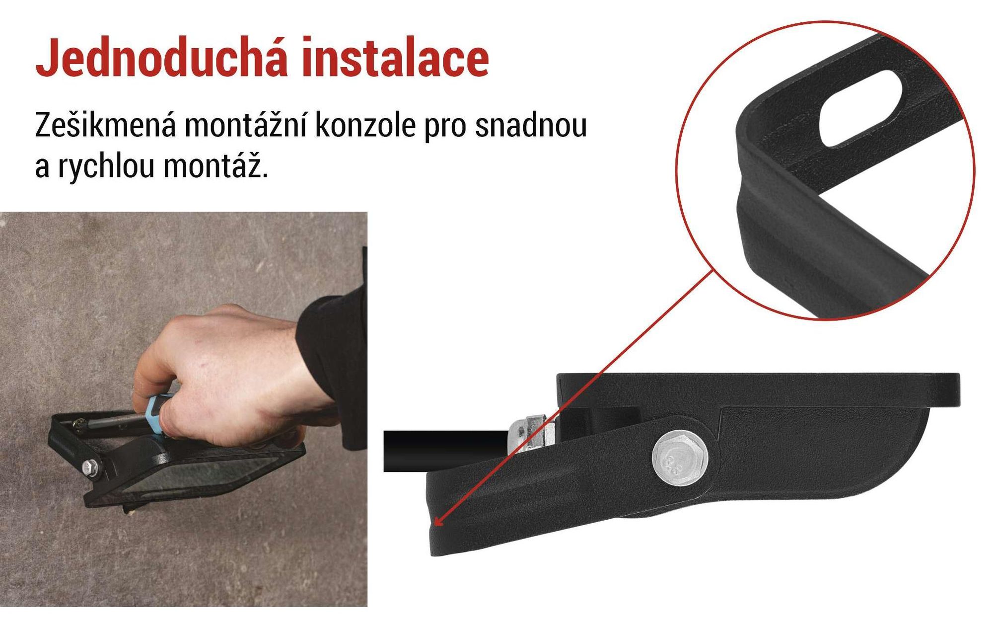 EMOS LED hliníkový reflektor GLARO 10W, vodotěsný IP65 pro venkovní prostory, 1000lm, neutrální bílá 4000K, 20cm gumový kabel, černý, ZS2214B