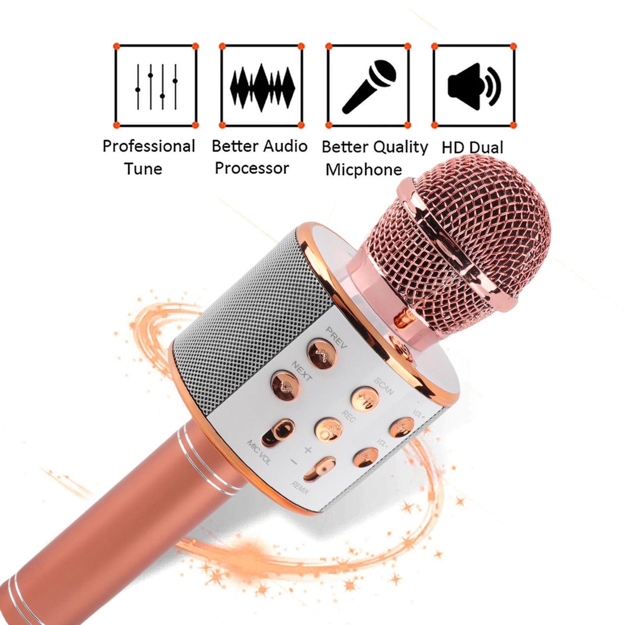 Bluetooth Karaoke Mikrofon Tragbares Handmikrofon für Kinder und Erwachsene