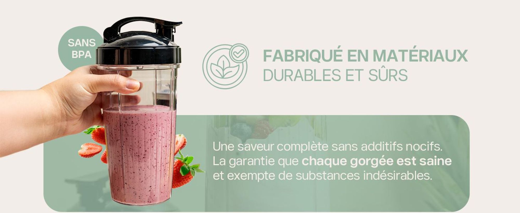 4Swiss NB102 : Blender intelligent multifonction - Mixeur haute performance pour smoothies, broyeur de glace, gobelet à emporter, sans BPA. Idéal pour les milkshakes