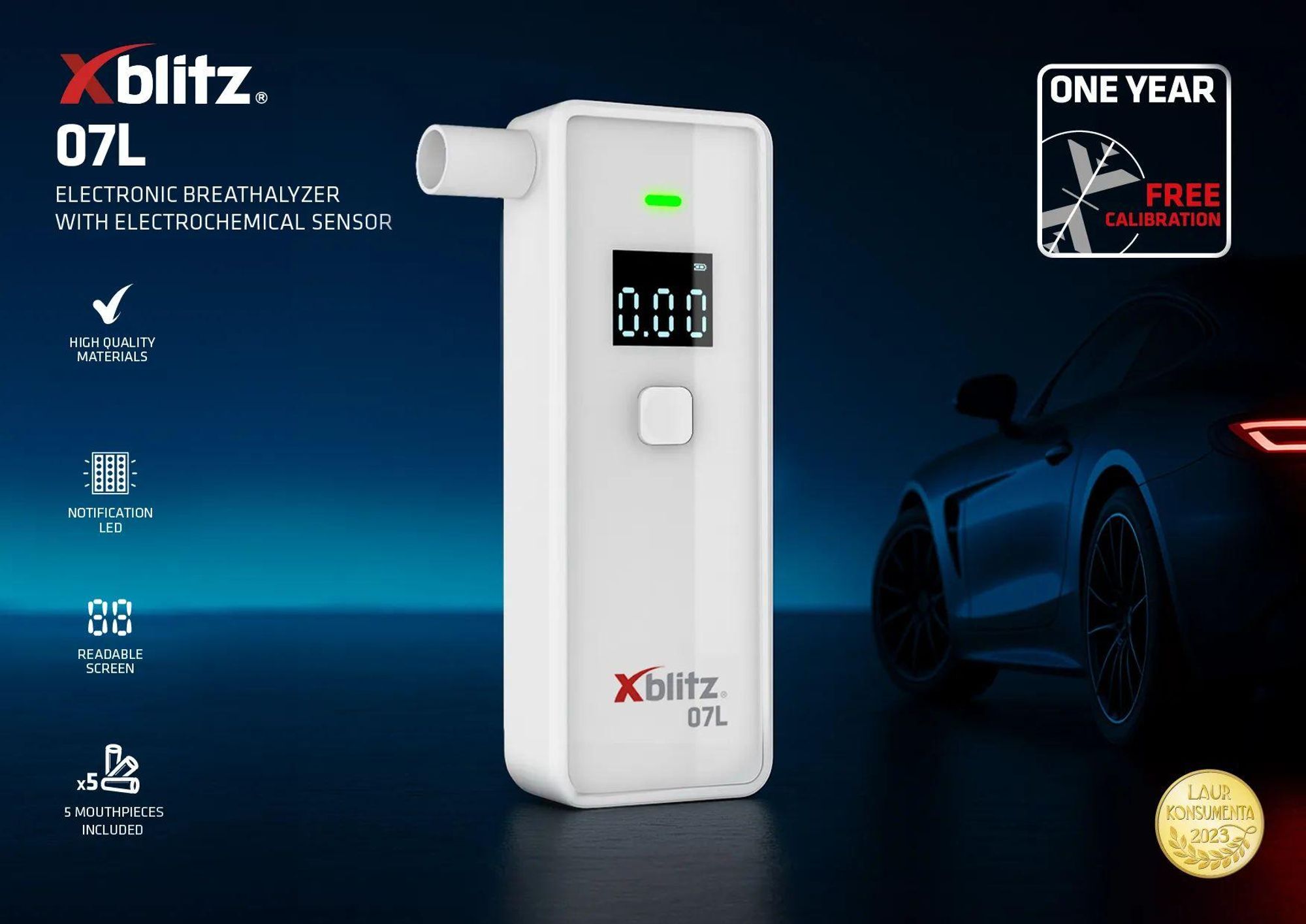 Xblitz 07L – Halbleiter-Alkoholtester mit LCD-Display
