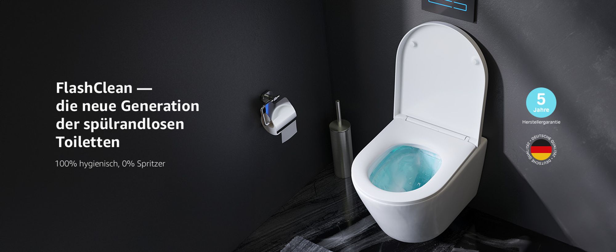 AM.PM Design Hänge-WC spülrandlos Toilette inkl. WC Sitz mit Softclose Absenkautomatik