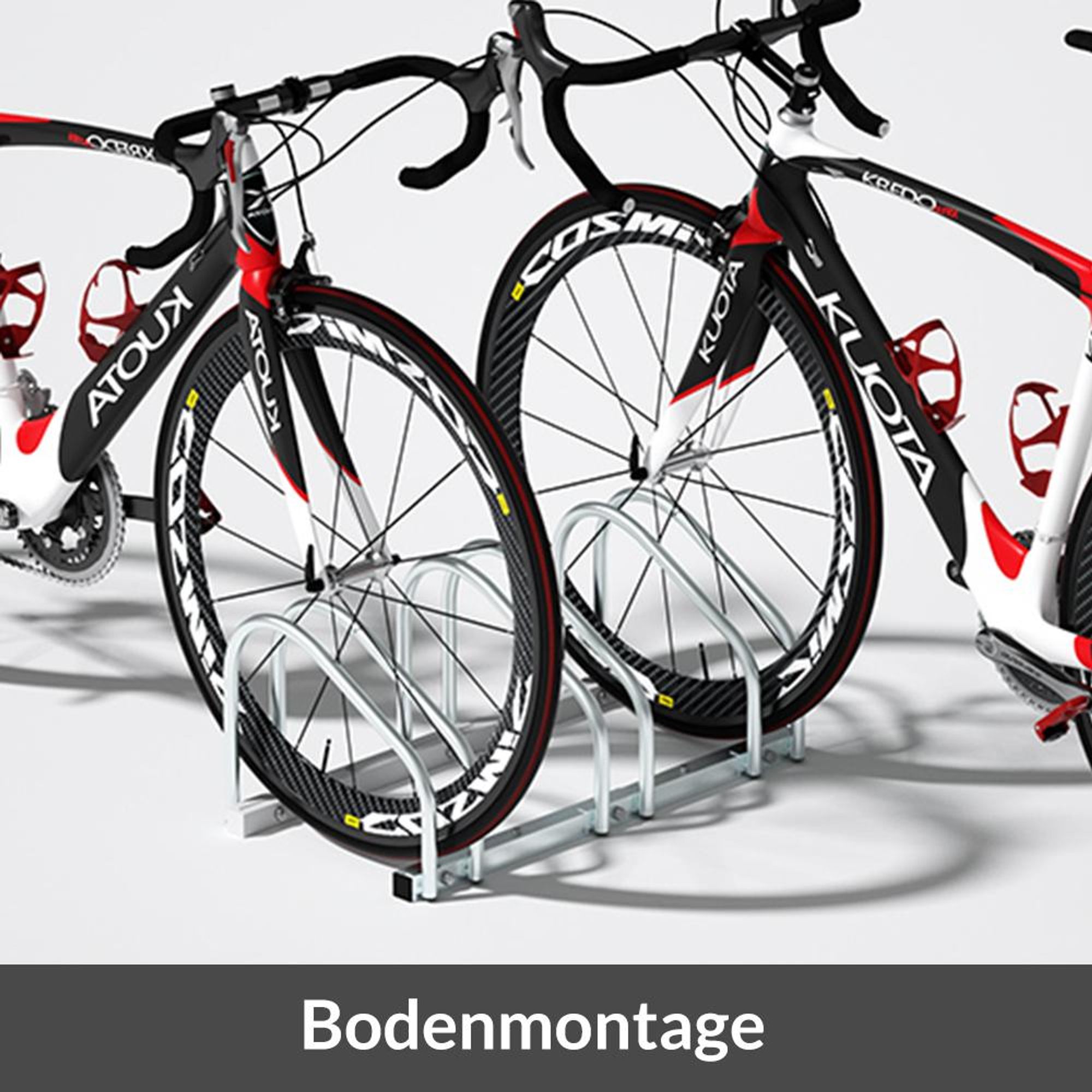MONZANA® Fahrradständer für 3 Fahrräder 37cm Radabstand 30-65mm Reifenbreite rostfreier Stahl selbstsichernde Schrauben Boden oder Wandmontage Mehrfachständer Fahrradhalter Aufstellständer Radständer