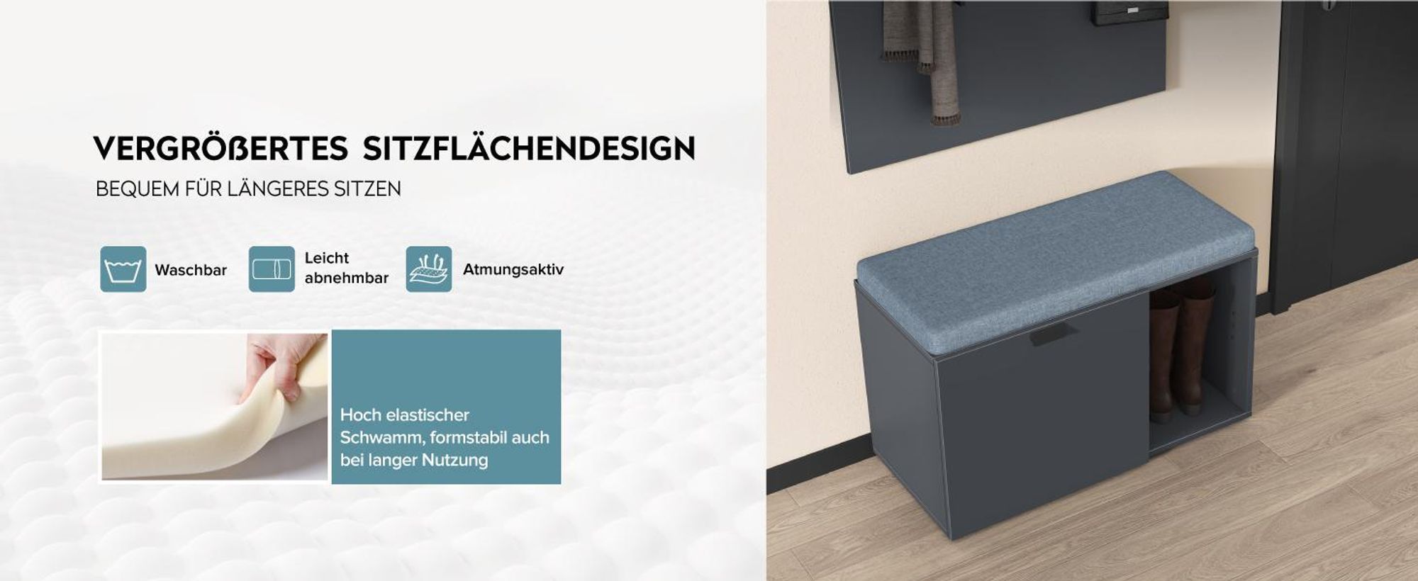 doporro Wandgarderobe, Garderobenpaneel mit 5 Haken, geeignet für Garderobe, Flur und Eingangsbereich,108*78*21.6cm, Kerneiche, Gabo-01