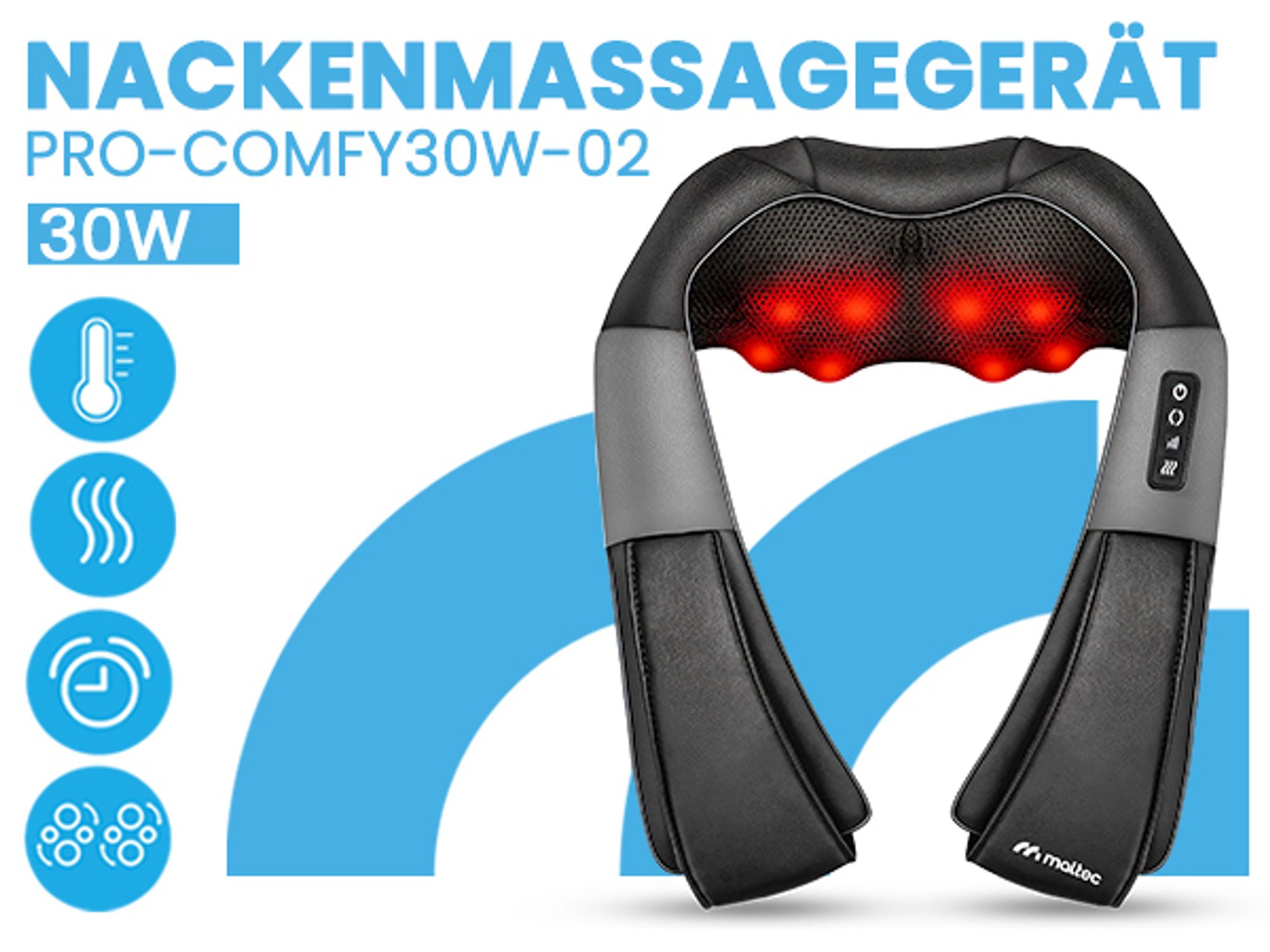 Nackenmassagegerät Shiatsu Nacken, Rücken, ganzer Körper, Massagegerät
