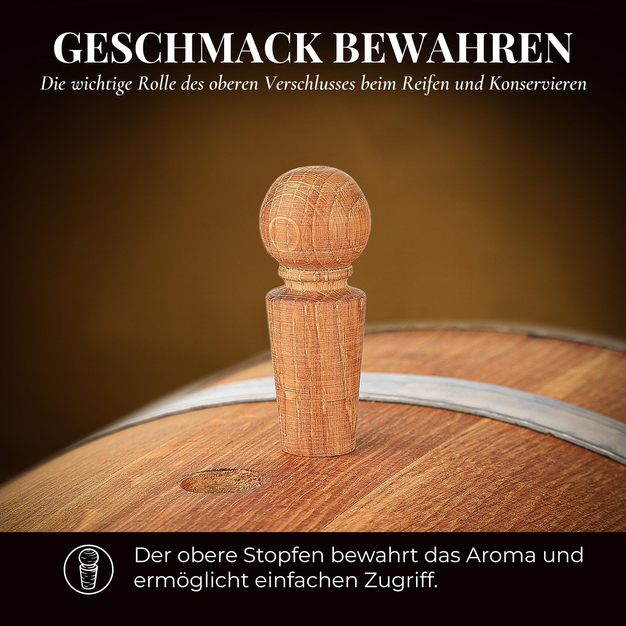 Eichenfass 50L aus Naturholz – Whiskyfass, Weinfass, Holz Fass Deko – Eiche hellbraun, mit Ständer und Zapfhahn – Geschenk für Bar & Zuhause