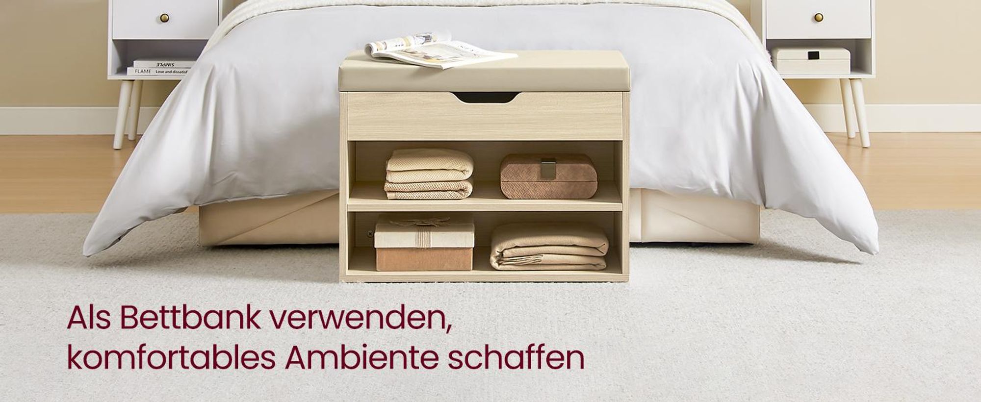 VASAGLE Schuhbank, Sitzbank, Schuhregal mit gepolstertem Kissen, Schuhorganizer