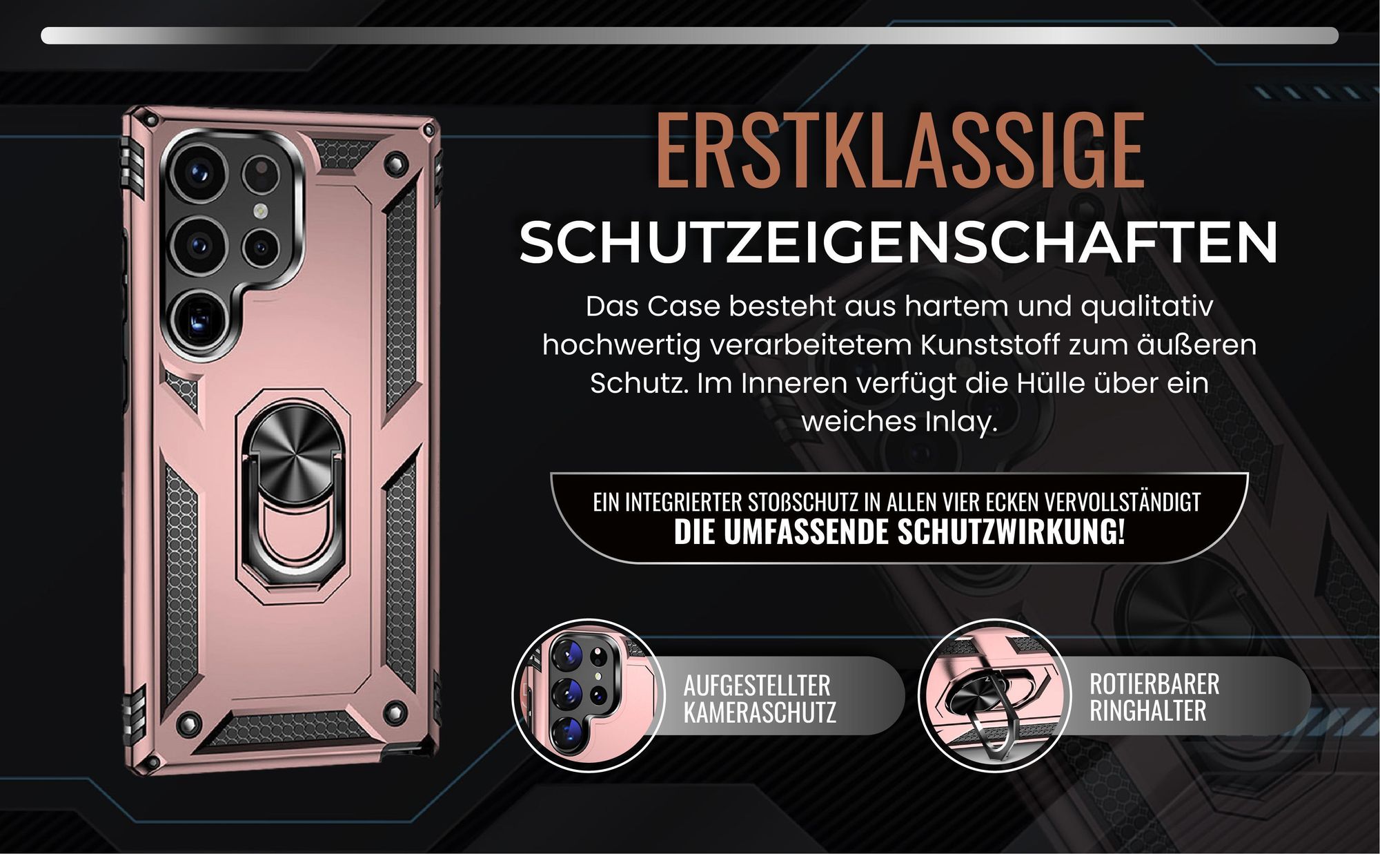 Handycase in Rosegold für Samsung Galaxy S24 Ultra mit Kameraschutz
