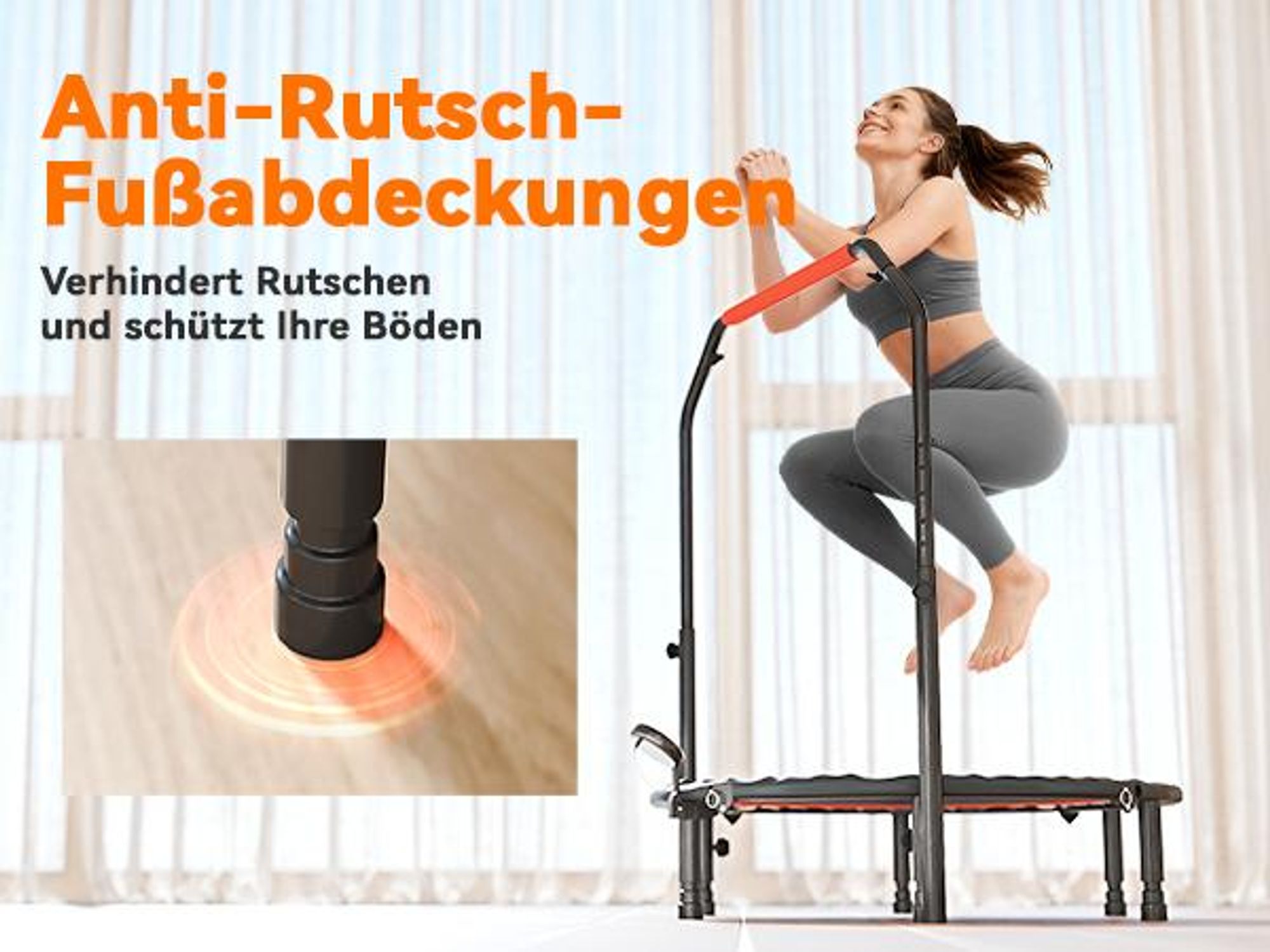 SPORTNOW 102cm Faltbares Fitness-Rebounder Fitness-Trampolin mit Haltegriff