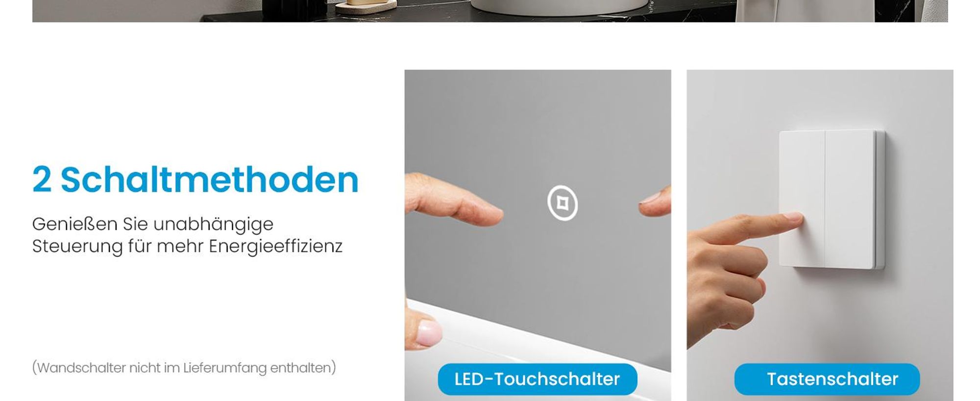Heilmetz LED Badspiegel 50 x 70 cm Badezimmerspiegel Wandspiegel Lichtspiegel Kaltweiß 6500K Dimmbar Touch-Schalter Memory-Funktion