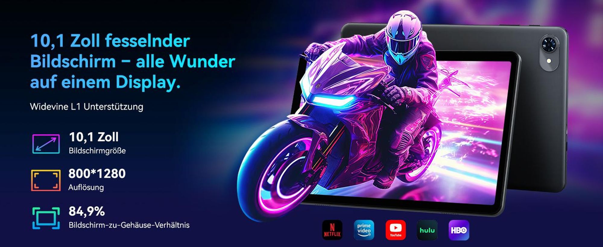 T80 (incl. Kopfhörer) Android 16 Tablet 10", 6GB RAM + 128GB ROM, 5G WiFi, Gemini Al,6000mAh. Perfekt für Gaming mit Dual-Kamera, BT5.0, O1TG&Type-C.