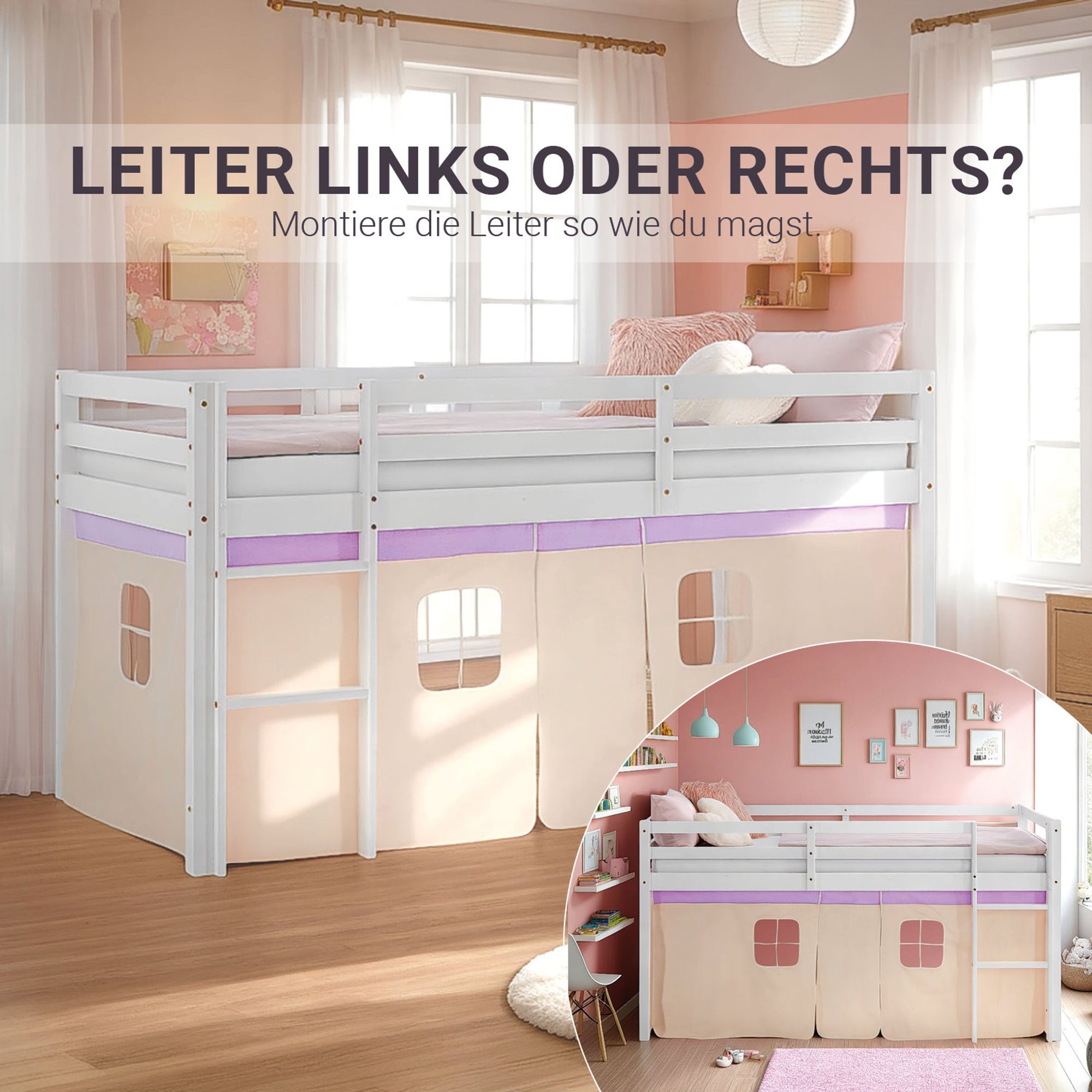 die Leiter ist links oder rechts montierbar