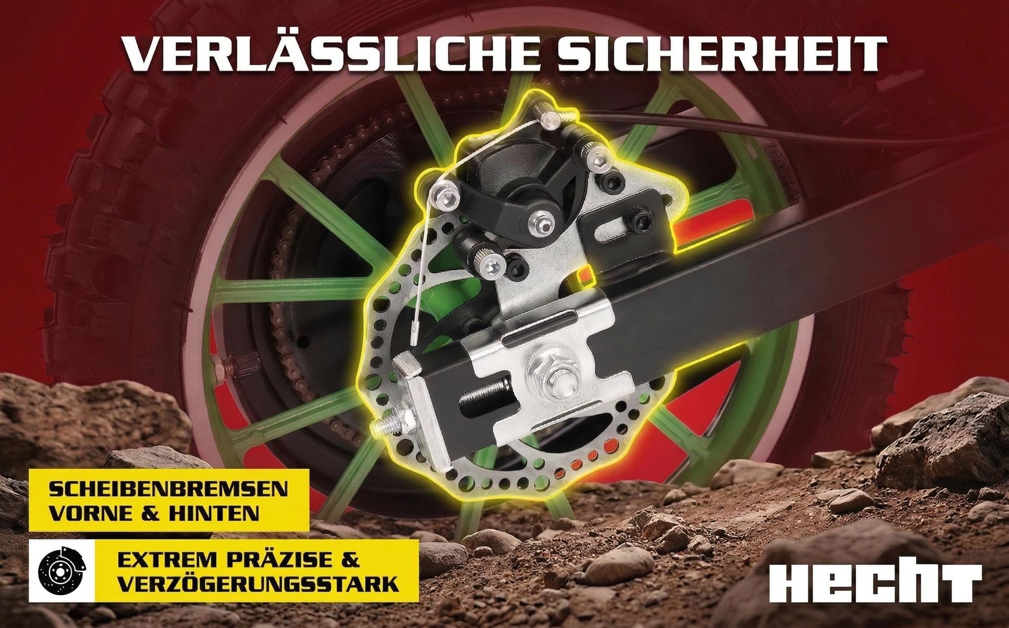 HECHT 54501 Pocketbike | Grün | 500W | 25km/h | 36V | 8Ah Akku | 8-12h Ladezeit