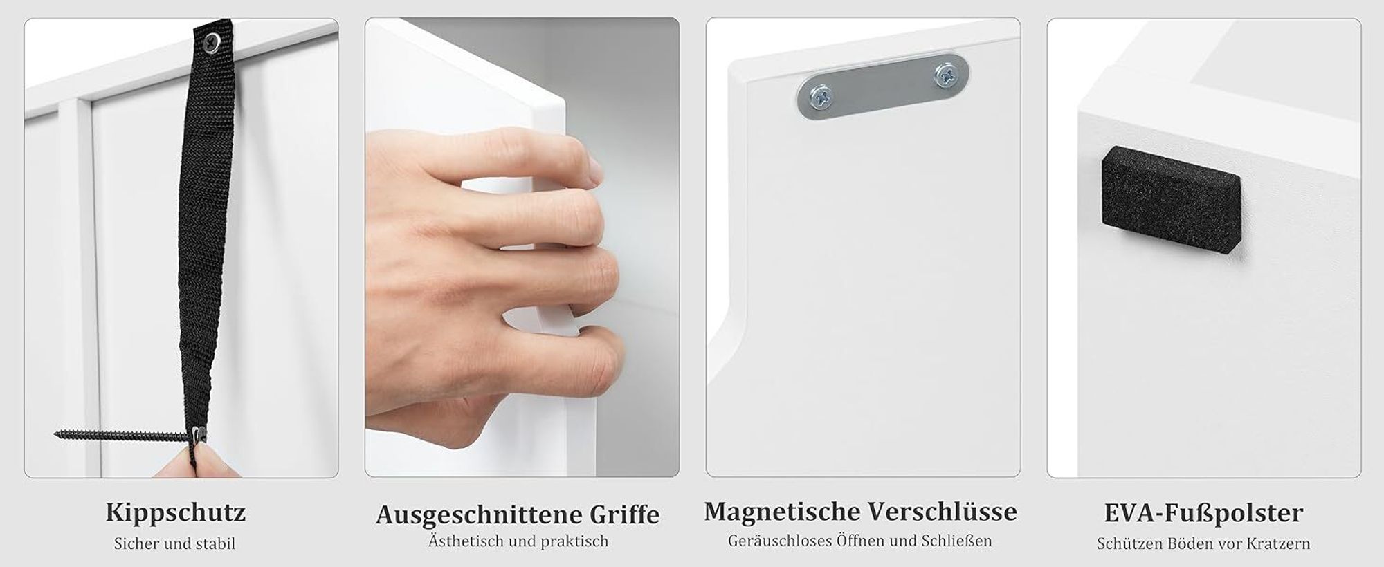 WOLTU Bücherregal mit 8 Fächern, 3 Türen, Aufbewahrungsregal, 106x96x30 cm, Weiß
