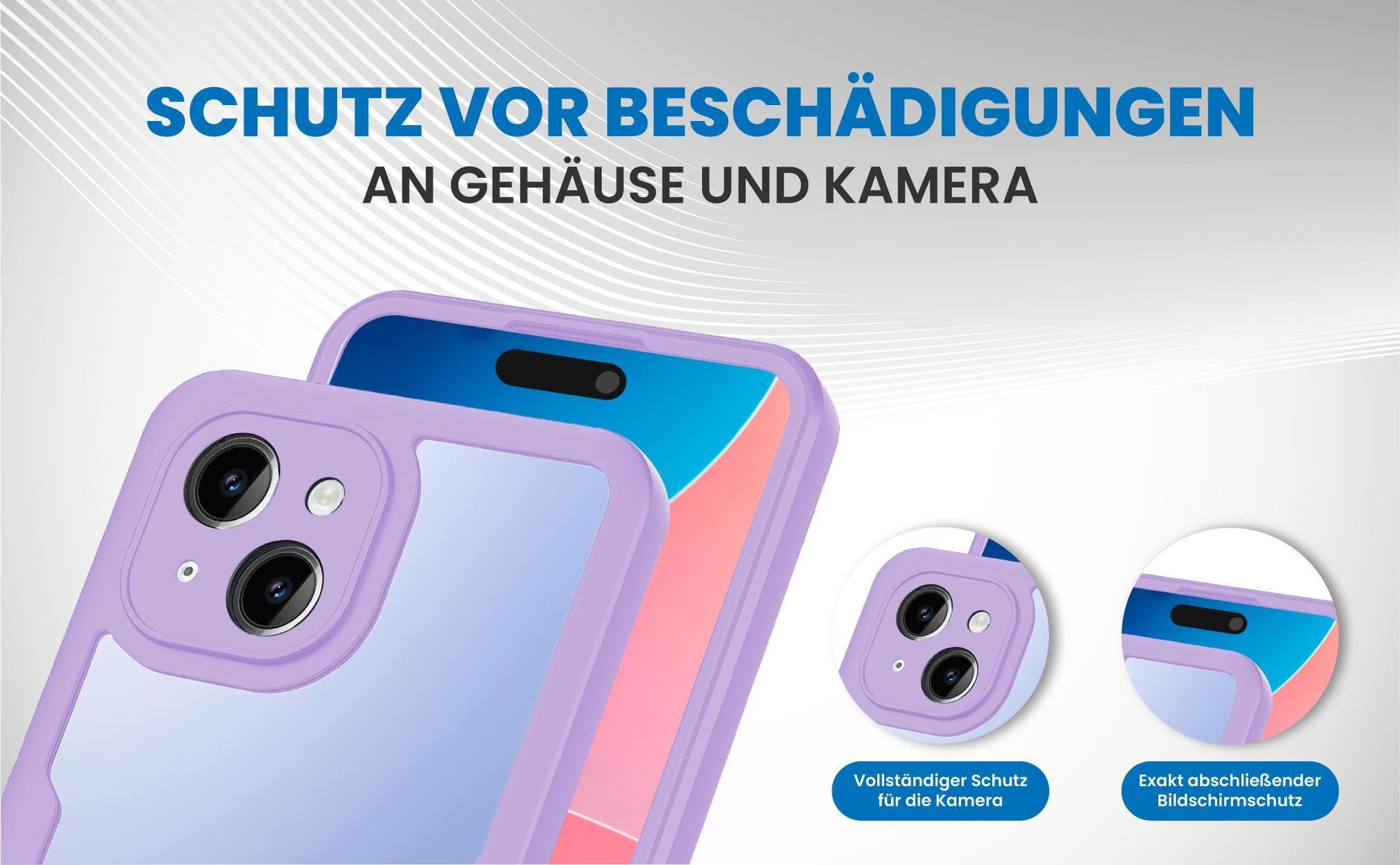 Violette 360 Grad Handyhülle für Apple iPhone 15 Front und Backcover