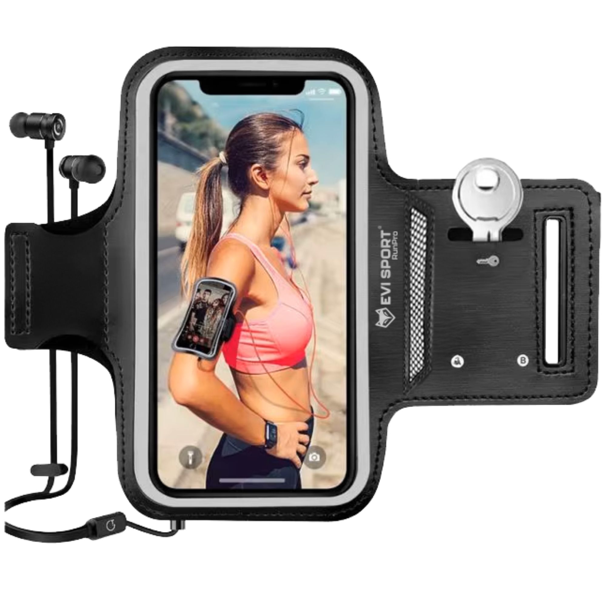 Sportovní náramek na mobilní telefon 6,9 palce, voděodolný náramek na běhání pro iPhone a Samsung, taška na jogging s dotykovou funkcí a přihrádkou na klíče, EVI RunPro