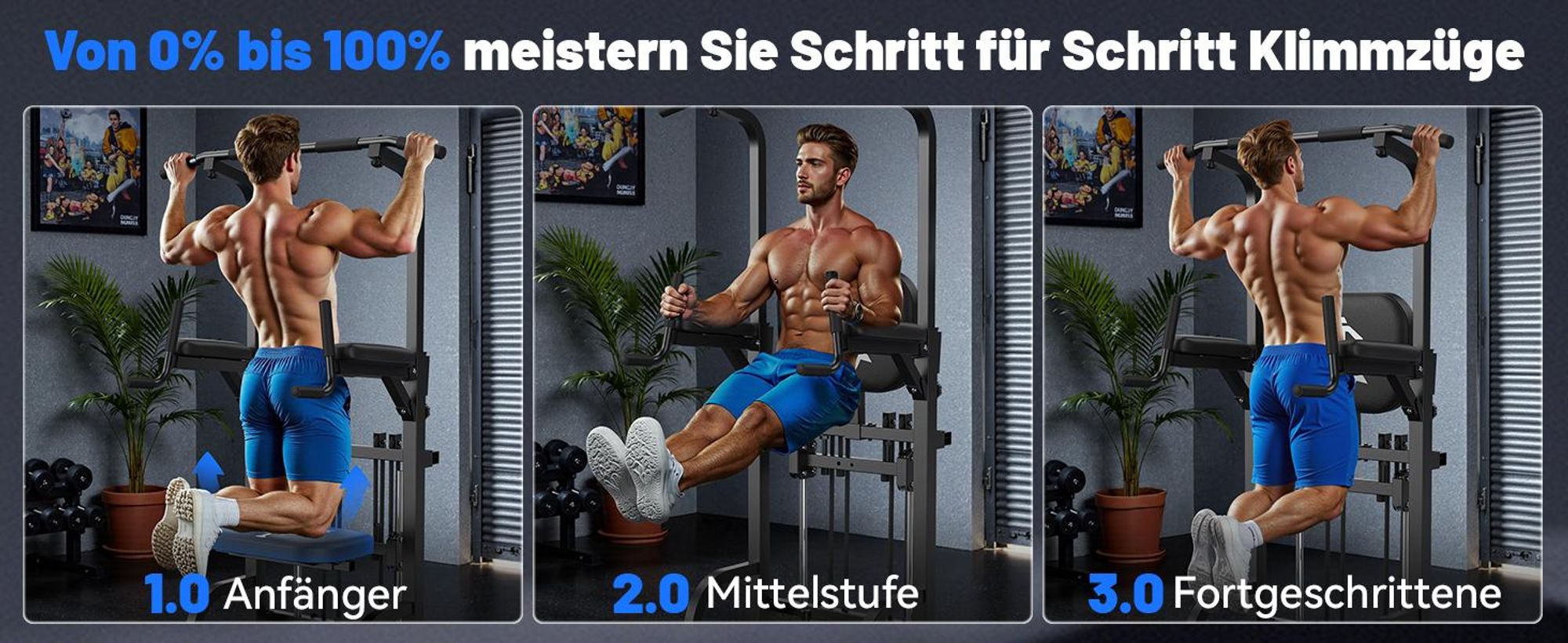 Sportsroyals Power Tower, Dip-Station, Klimmzugstange für das Krafttrainingsgerät im Heim-Fitnessstudio, 204 kg