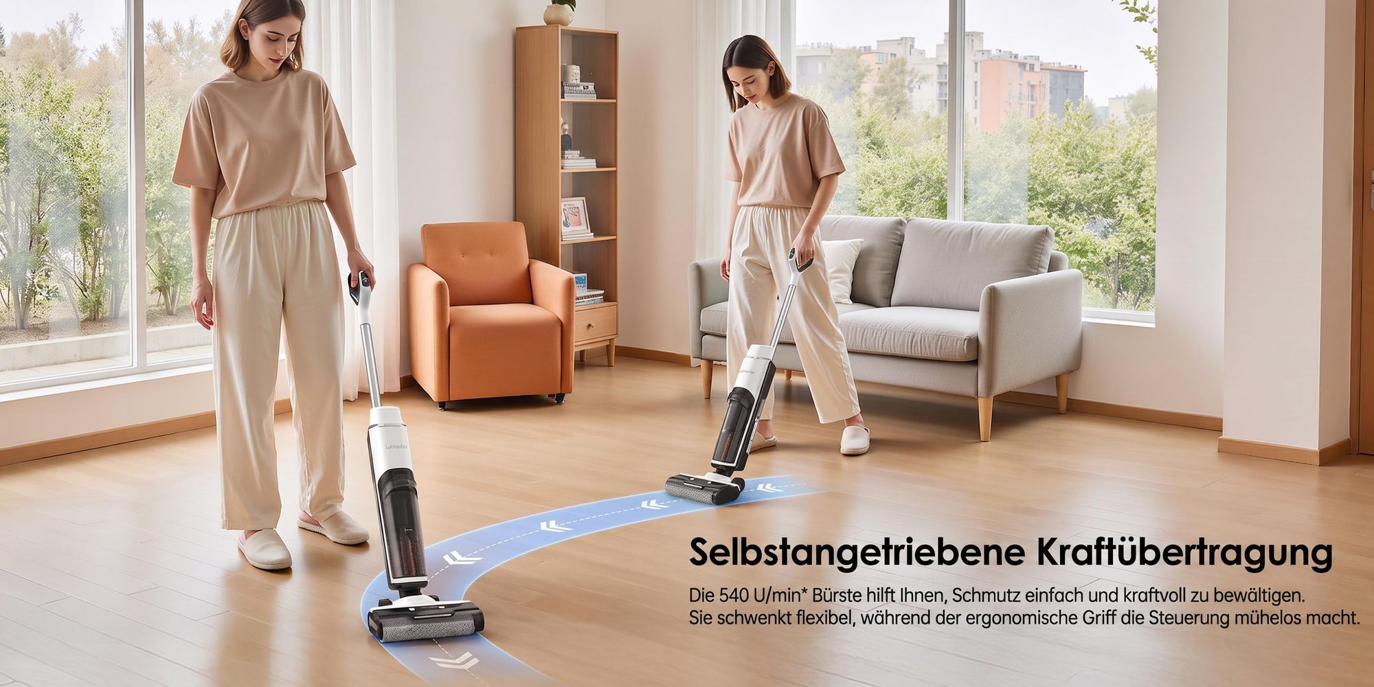 Lubluelu 3-in-1 Nass-und Trockensauger, 17kPa Saugkraft, Selbstreinigungsfunktion per Knopfdruck, HEPA-Filter, Intelligente Sprachansage, Für Tierhaar