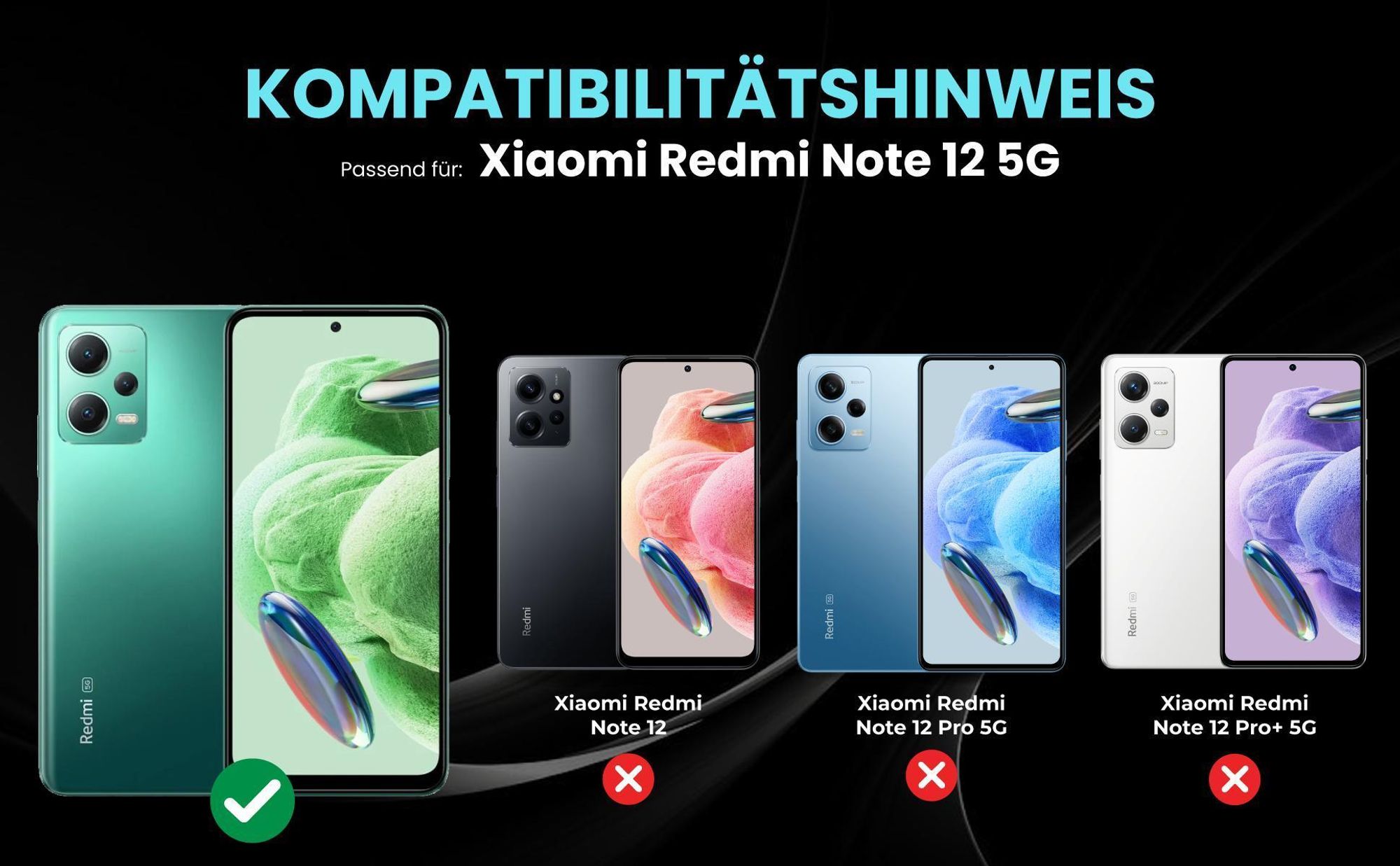 Kompatibilitätshinweise Hülle für Xiaomi Redmi Note 12 5G