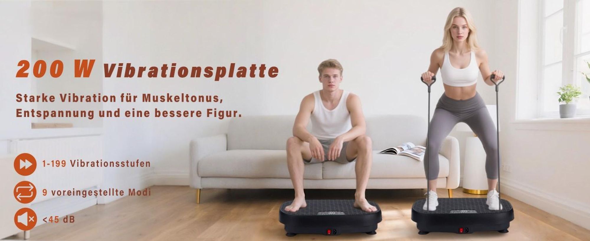 ZMH Vibrationsplatte Rüttelplatte Sport 199 Vibrationsstufen 9 Programme Vibrationsbrett Lautsprecher zum Ganzkörpertraining Vibrationsger für Zuhause