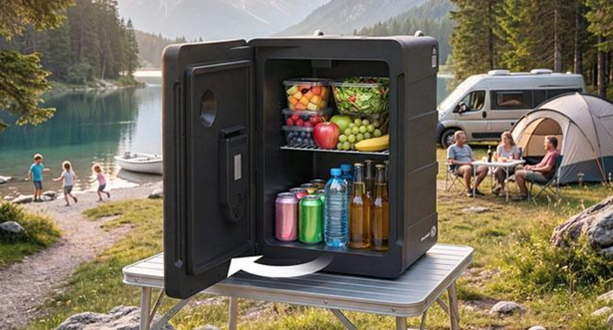 Peme Elektrische Kühlbox Essential 50L - Auto Camping Kühlschrank Trolley leise Wärmefunktion Minikühlschrank PKW LKW Reise Outdoor Kühlbox, Camping