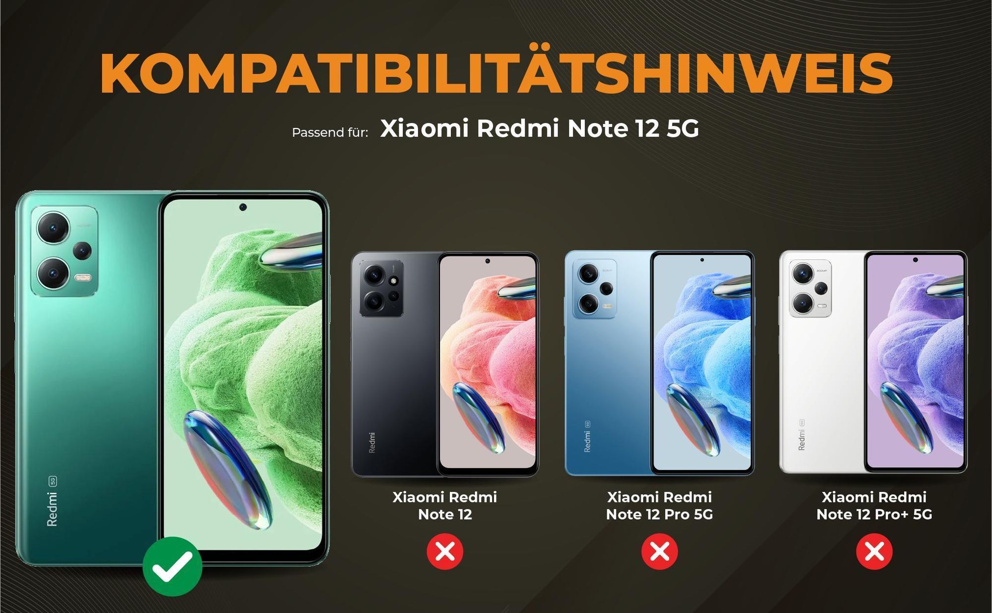 Kompatibilitätshinweise Hülle für Xiaomi Redmi Note 12 5G