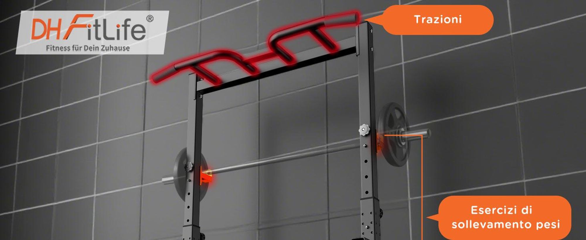 DH FitLife Power Tower Pieghevole - Stazione Fitness Multifunzionale con Barra per Trazioni, Dip Parallele e Supporti per Bilanciere, Fino a 150 kg