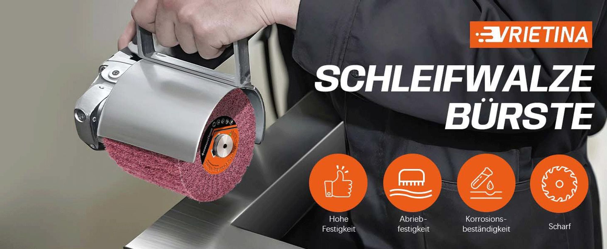120# Schleifwalzenbürste Polierbürste aus Aluoxid-beschichteten+PA-Fasern, 12x10cm, Kunstfaserbürste für Satinierer Schleifrolle Schleifen Renovierung