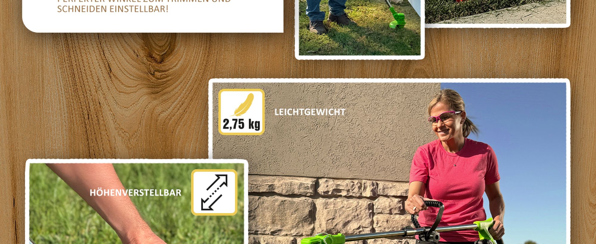 Genius Rotorazer Akku Rasentrimmer (23tlg.) Rasenkantenschneider Freischneider 8 in 1 mit 2 Akku, einstellbarer Schnitttiefe, 7 Messerscharfe Klingen