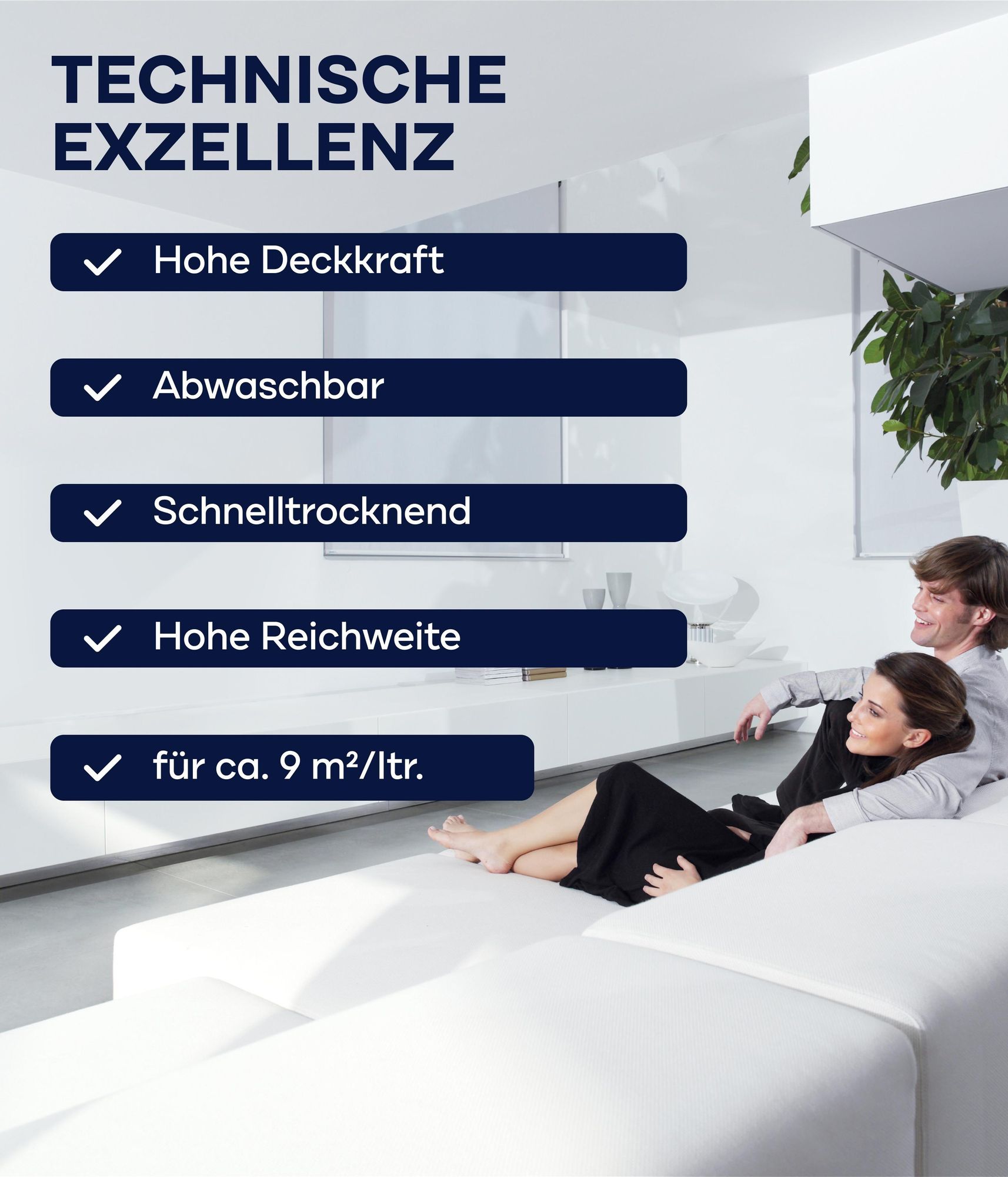 Plid Wandfarbe weiß matt 10L - für ca. 7m² / Polarweiß Innenfarbe hohe deckend Farbe