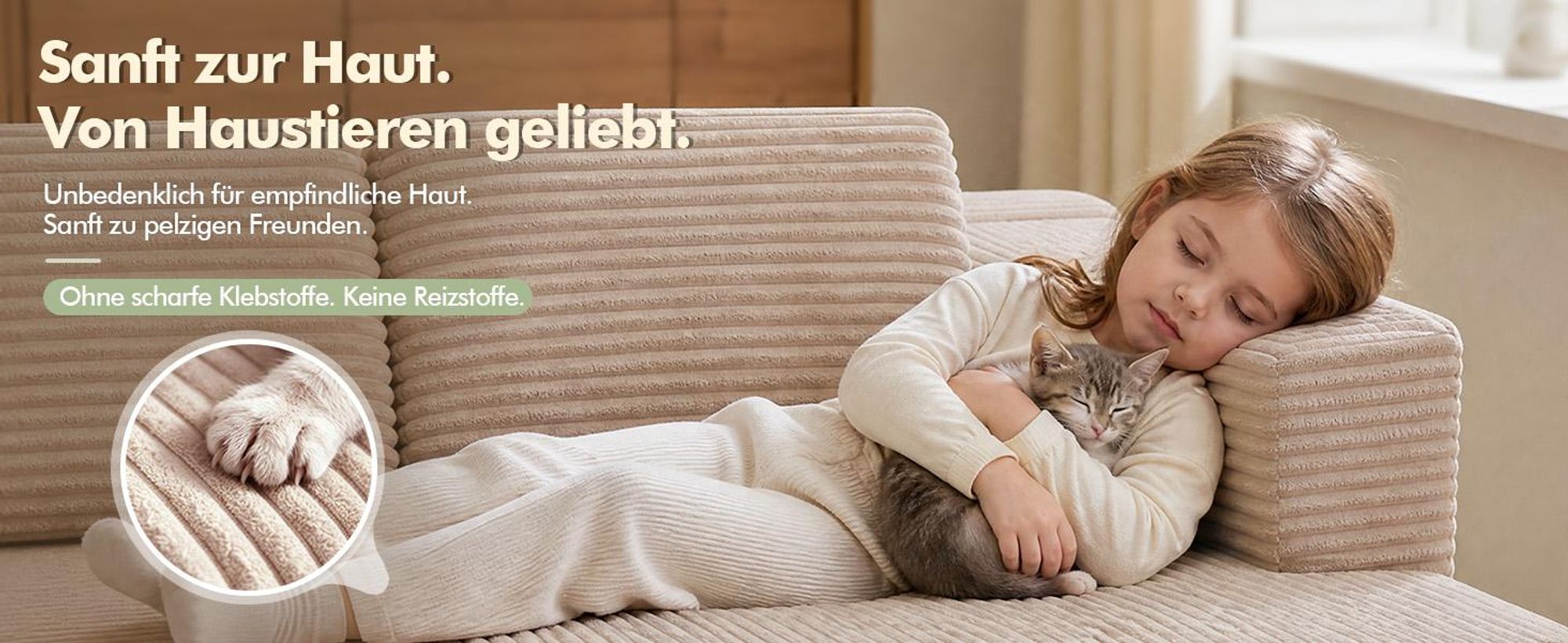 COMHOMA Ecksofa mit Schlaffunktion, 228cm Corduroy Modulares Boneless Couch mit Chaiselongue & Rücken-Metallgestell, L-Form Schlafsofa mit offenem
