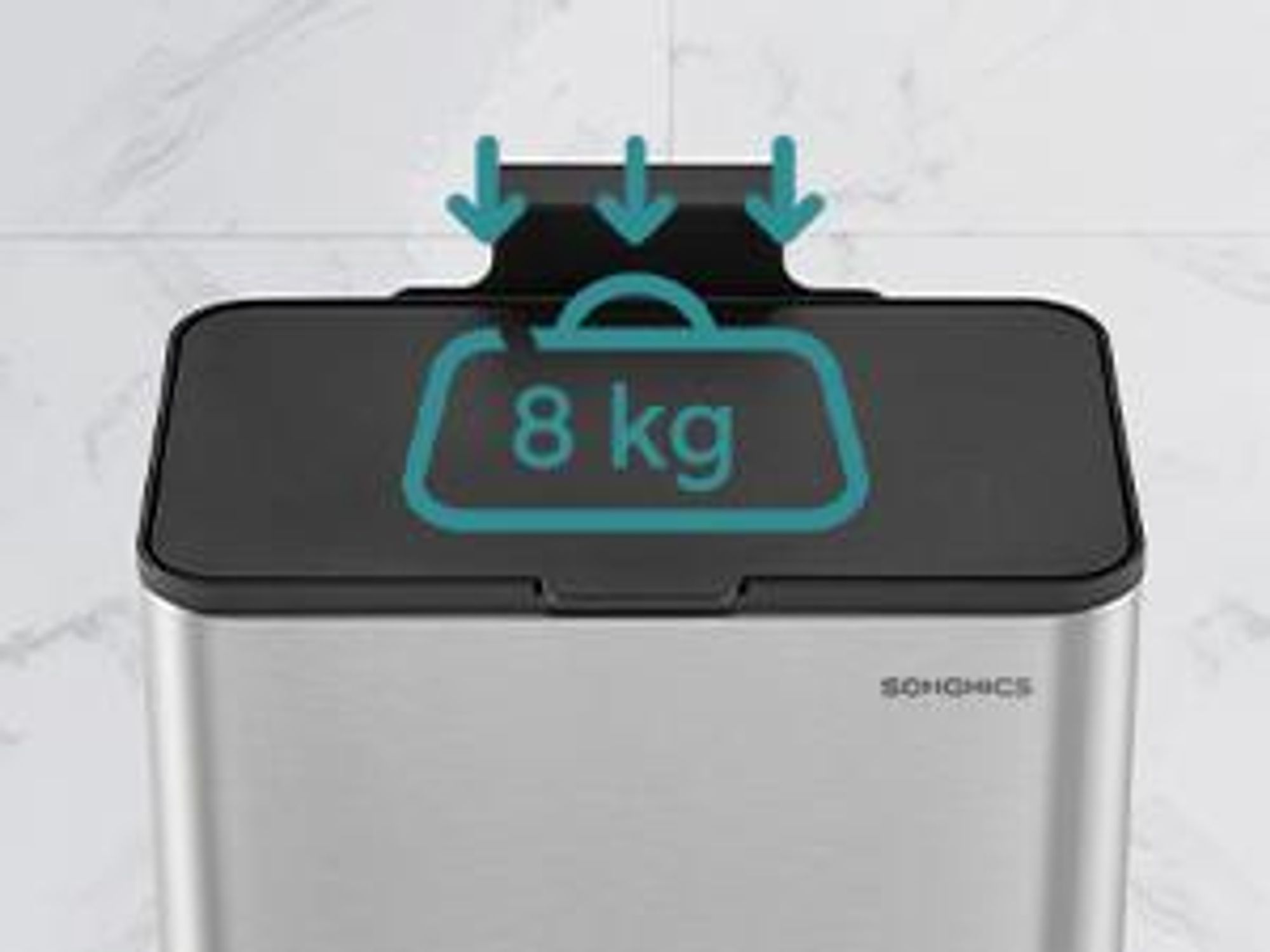 SONGMICS Mülleimer hängend, 8 L Komposteimer Küche, Stahl-Abfalleimer mit Deckel für Biomüll, mit Haken