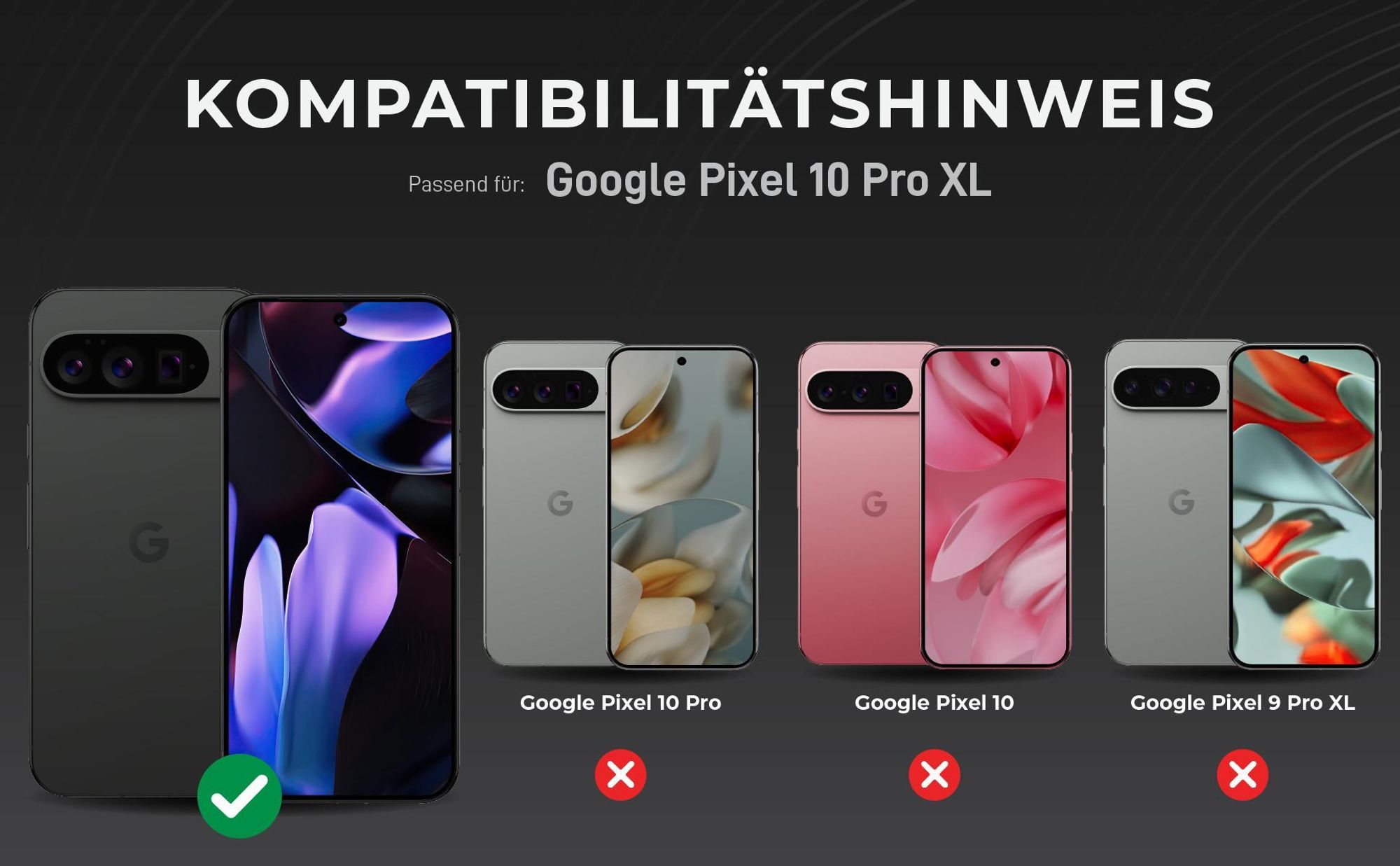 Kompatibilitätshinweise Kameraglas für Google Pixel 10 Pro XL